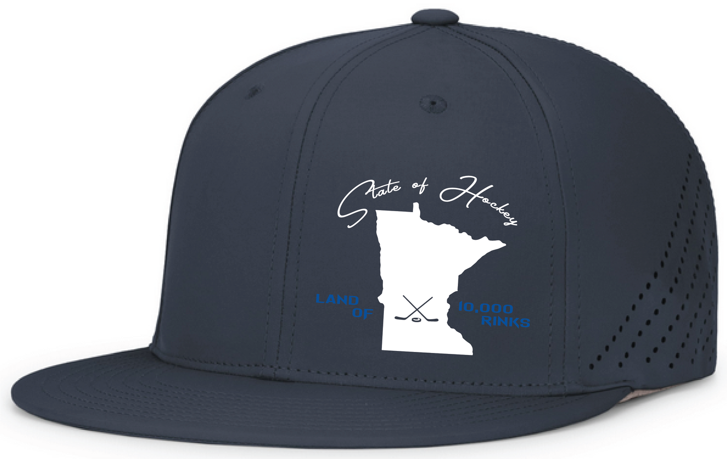Land of 10k Rinks - Perforated FlexFit Fitted Flat Bill Hat