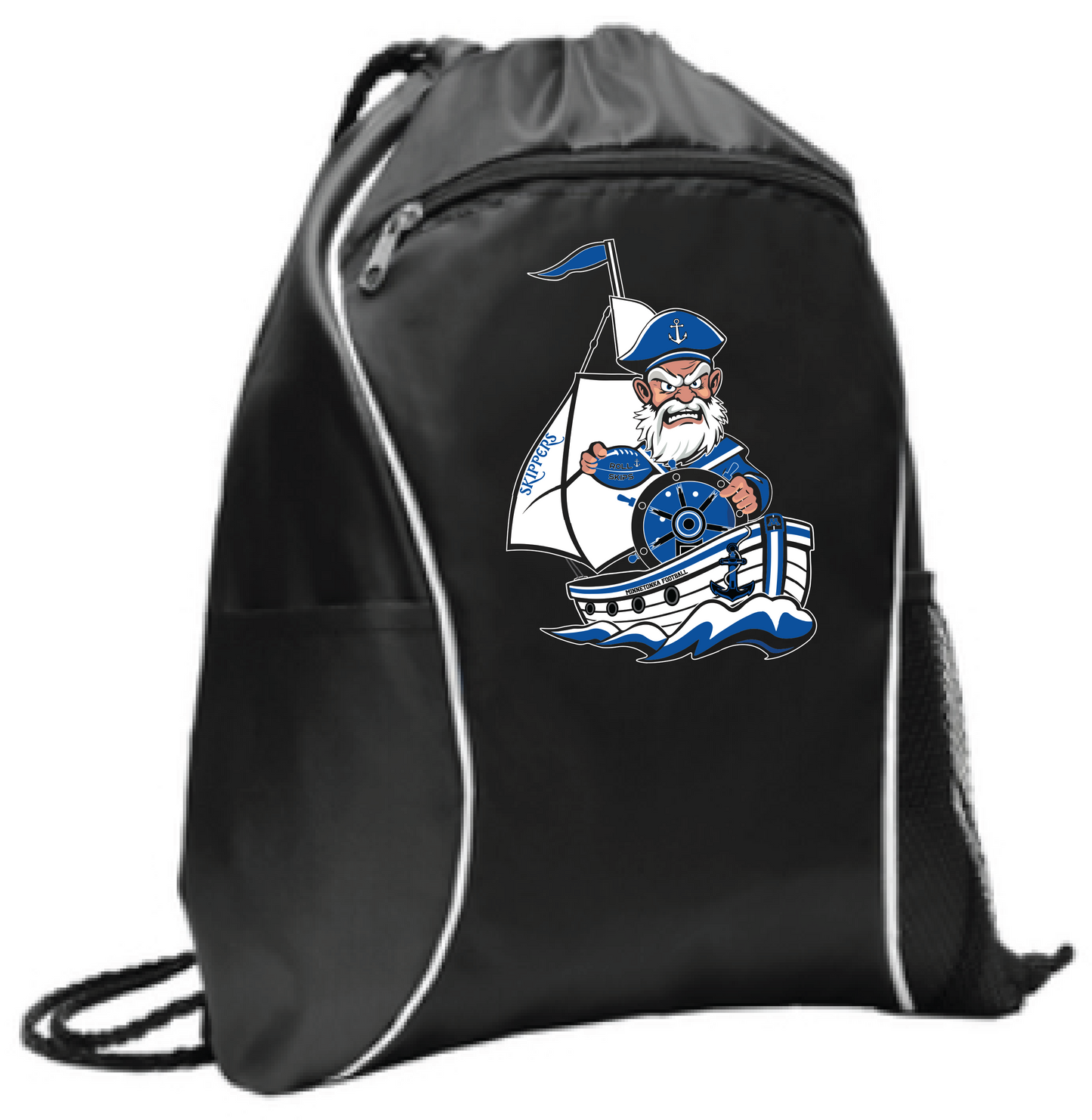 Football Drawstring Bag With Side Pockets
