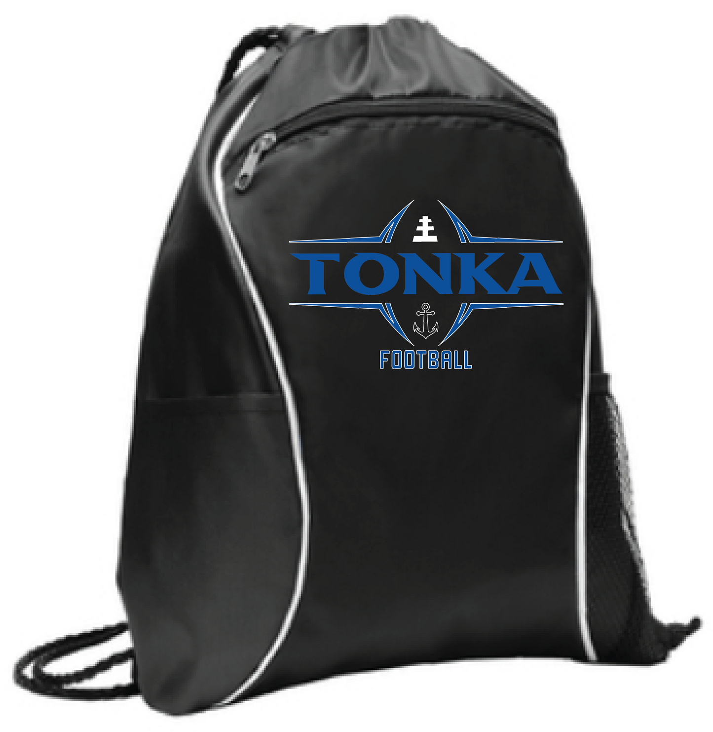 Football Drawstring Bag With Side Pockets