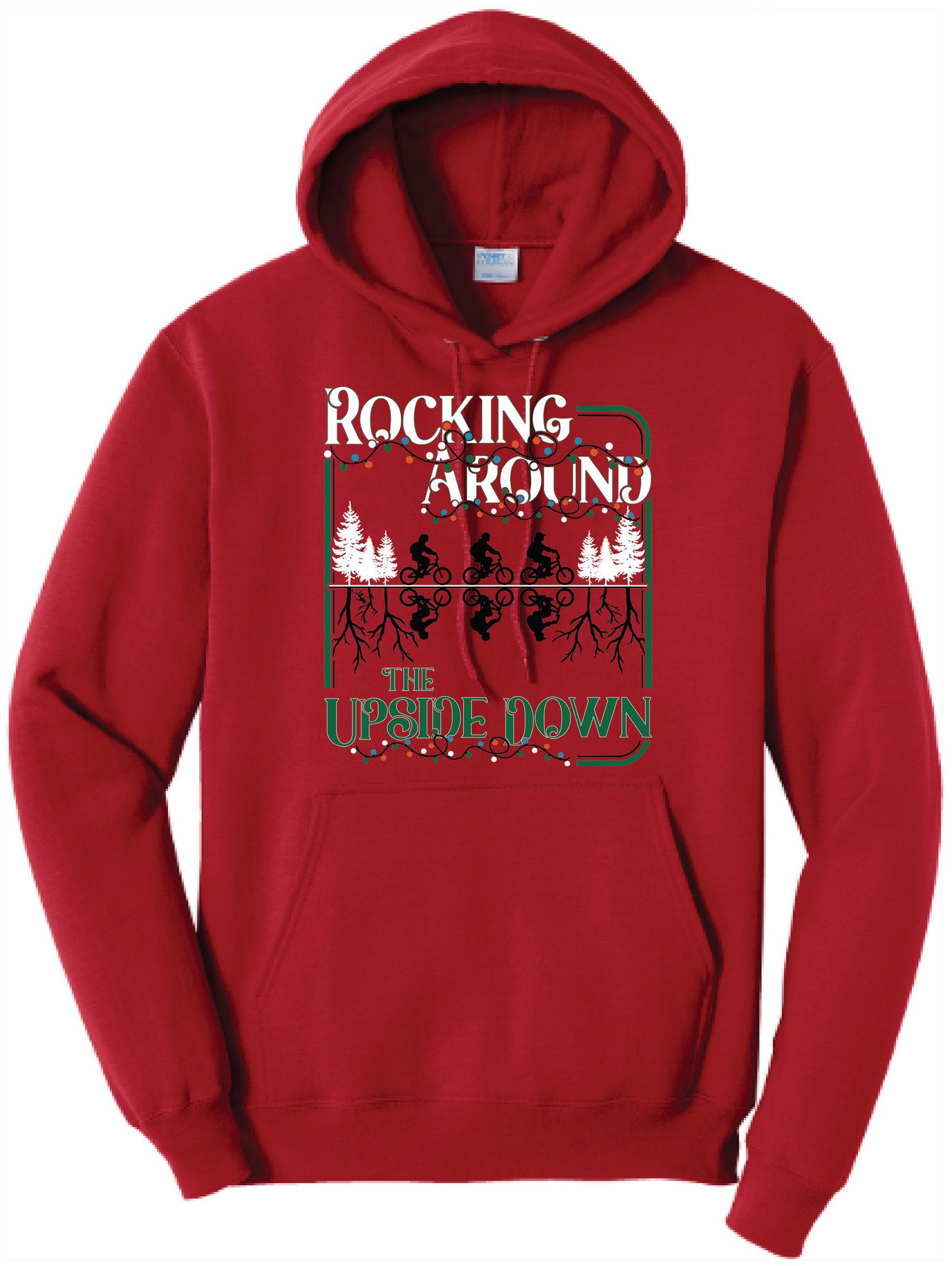 Unisex Rocking Around The Upside Down Core Fleece Hooded Sweatshirt