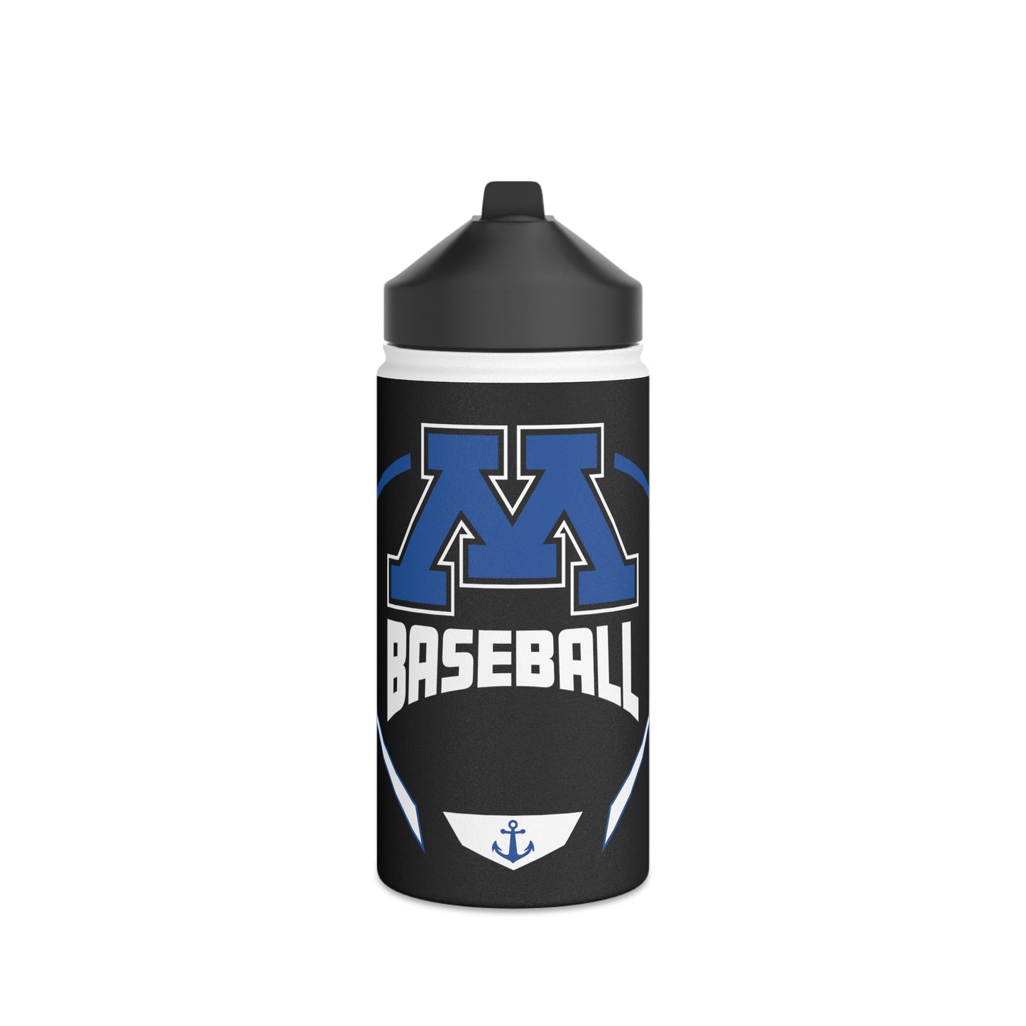 Black Stainless Steel Minnetonka M Baseball Water Bottle