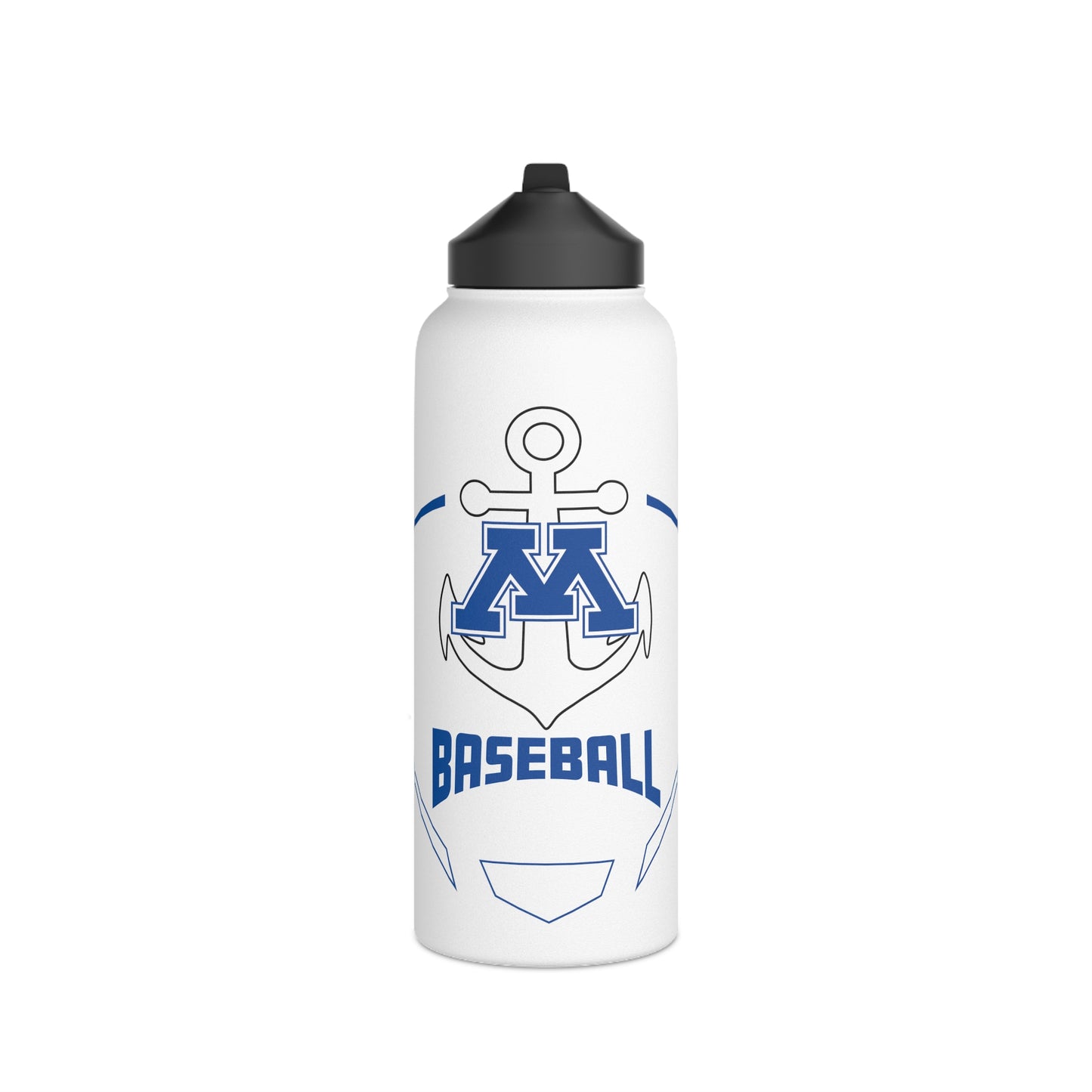 White Stainless Steel Minnetonka Anchor Baseball Water Bottle