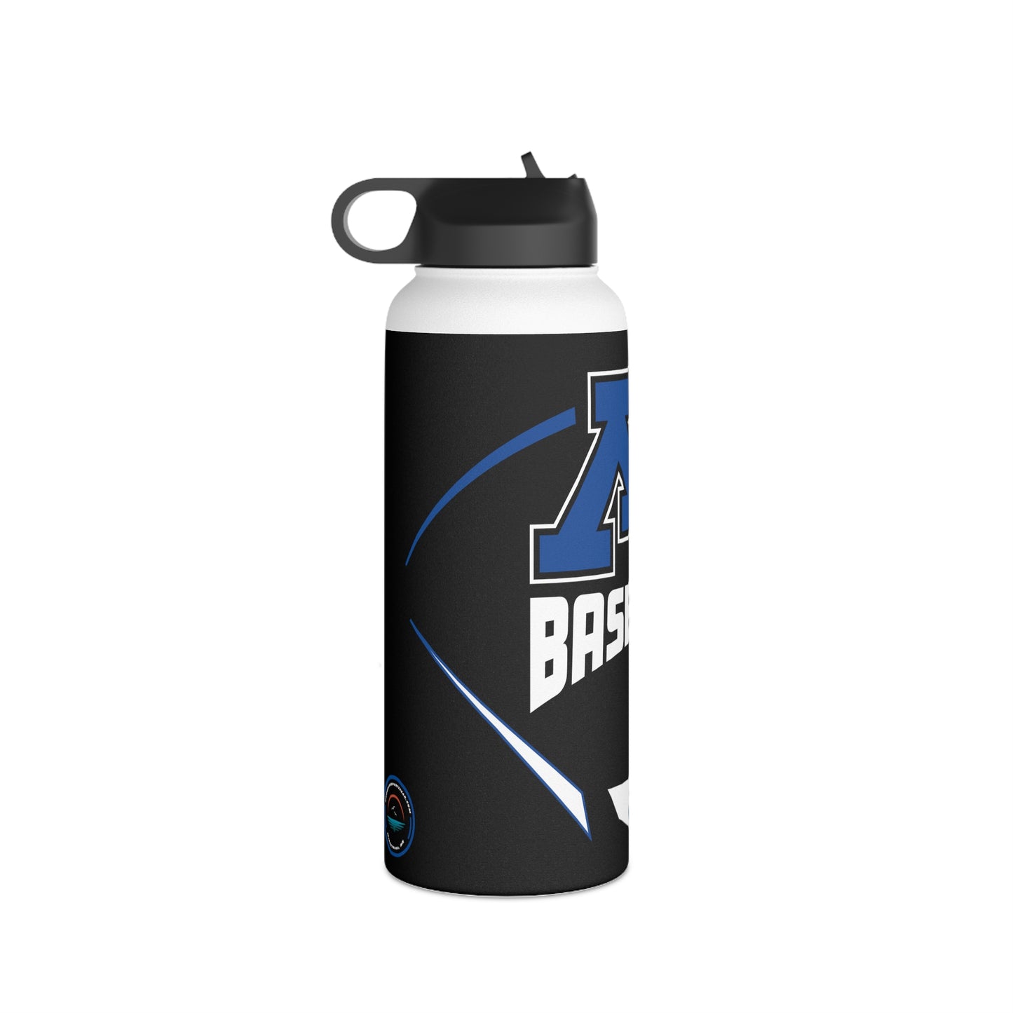 Black Stainless Steel Minnetonka M Baseball Water Bottle