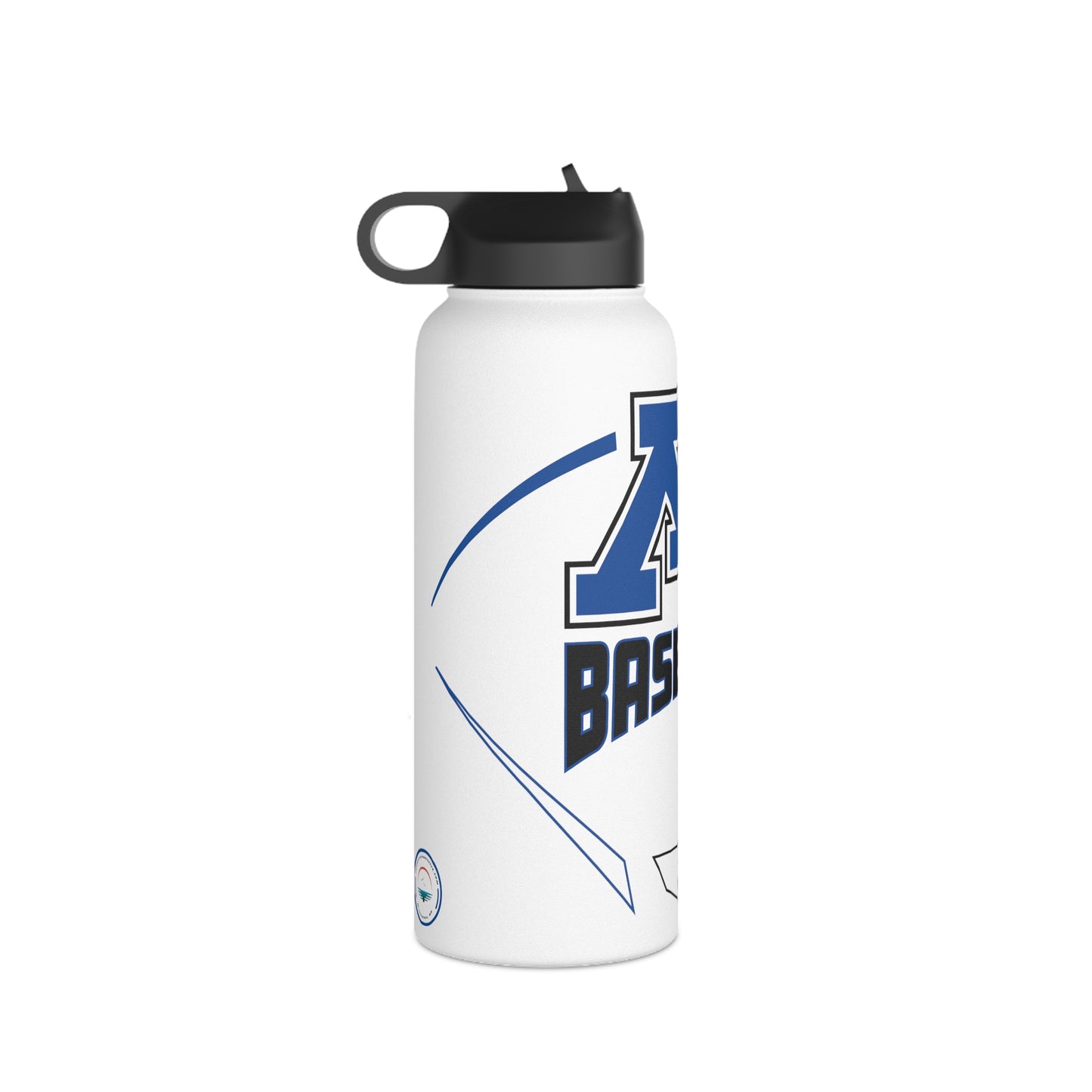 White Stainless Steel Minnetonka M Baseball Water Bottle