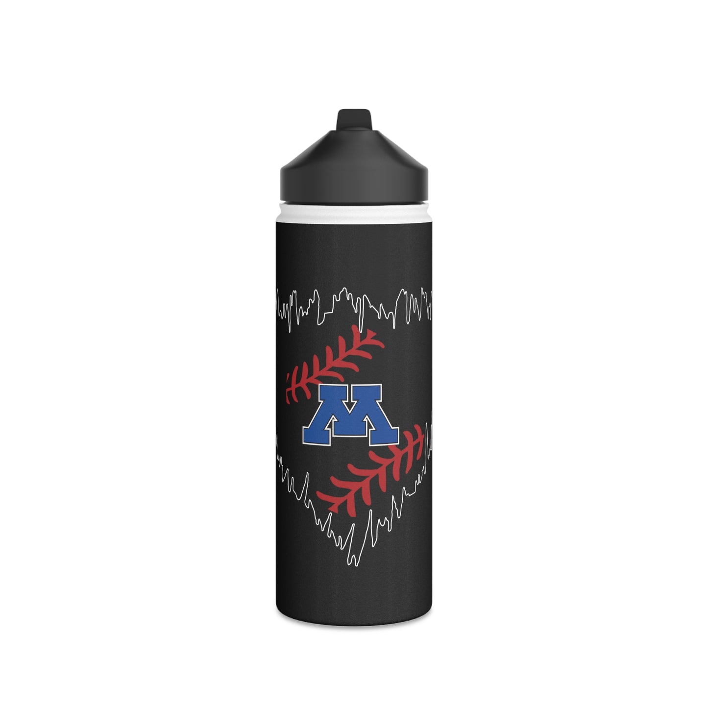 Black Stainless Steel Tonka Baseball Home Plate Logo Water Bottle