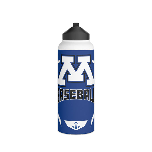 Blue Stainless Steel Minnetonka M Baseball Water Bottle