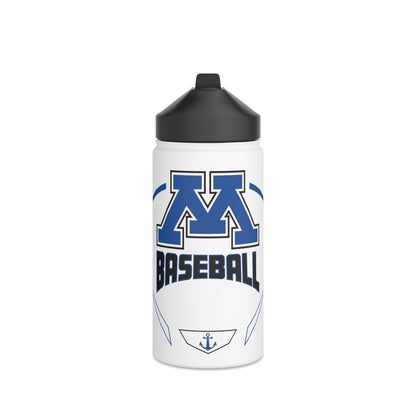 White Stainless Steel Minnetonka M Baseball Water Bottle