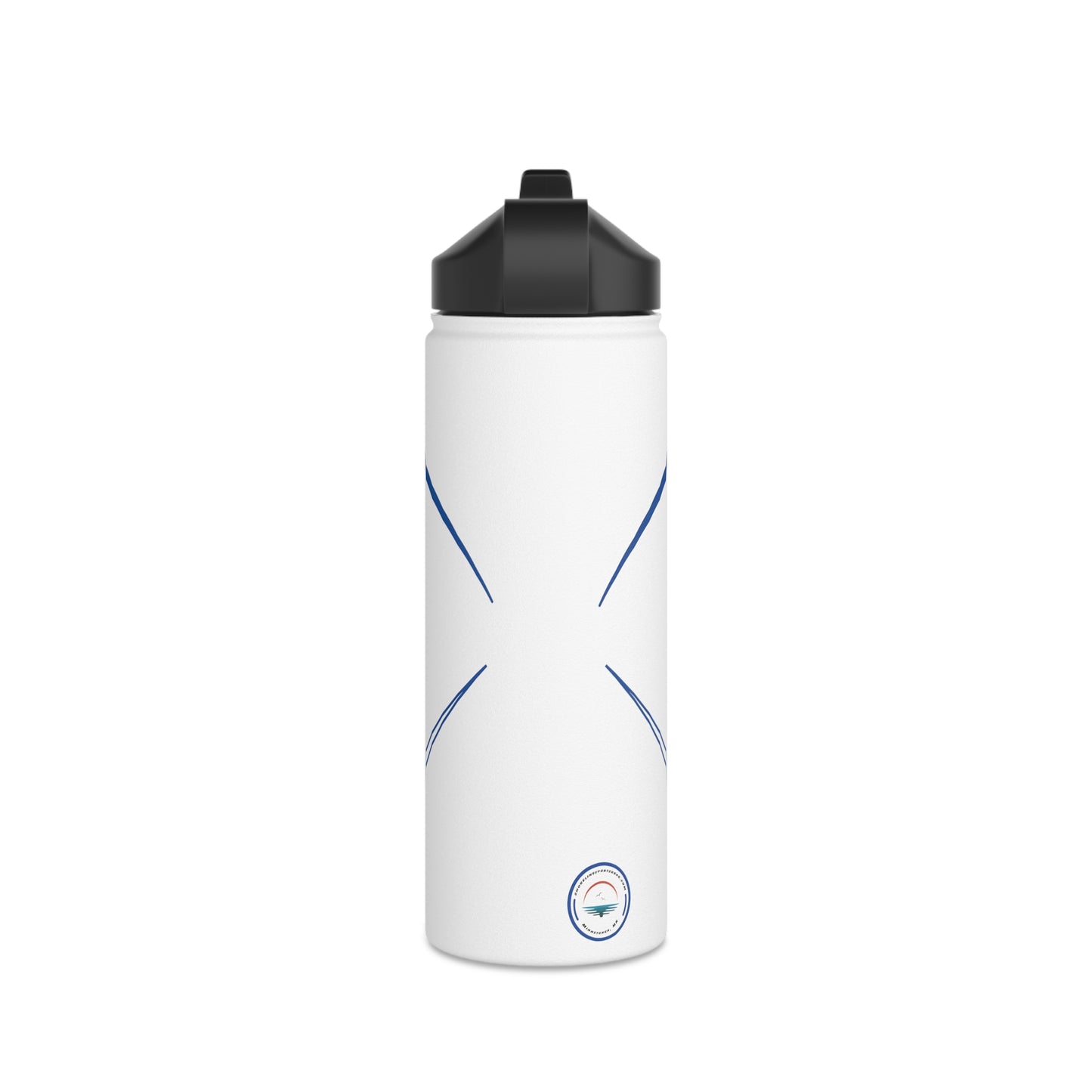 White Stainless Steel Minnetonka M Baseball Water Bottle