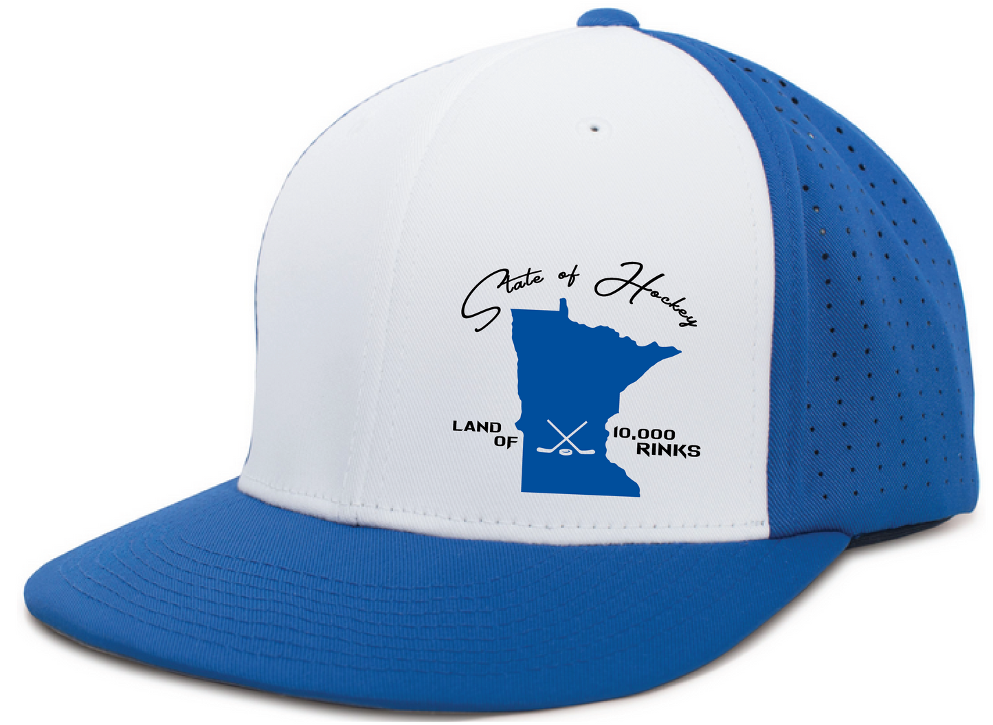 Land of 10k Rinks - Perforated Flexfit Fitted Shape-able Flat Bill Hat