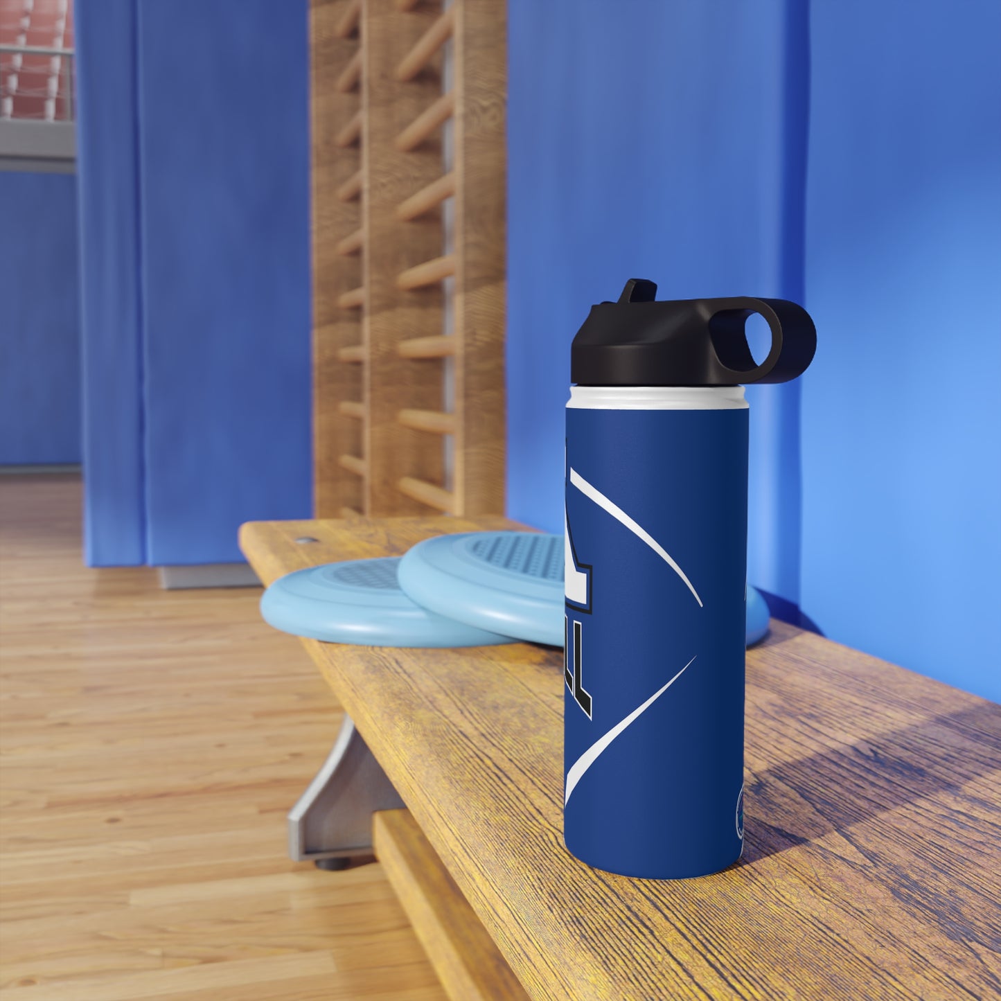 Blue Stainless Steel Minnetonka M Baseball Water Bottle