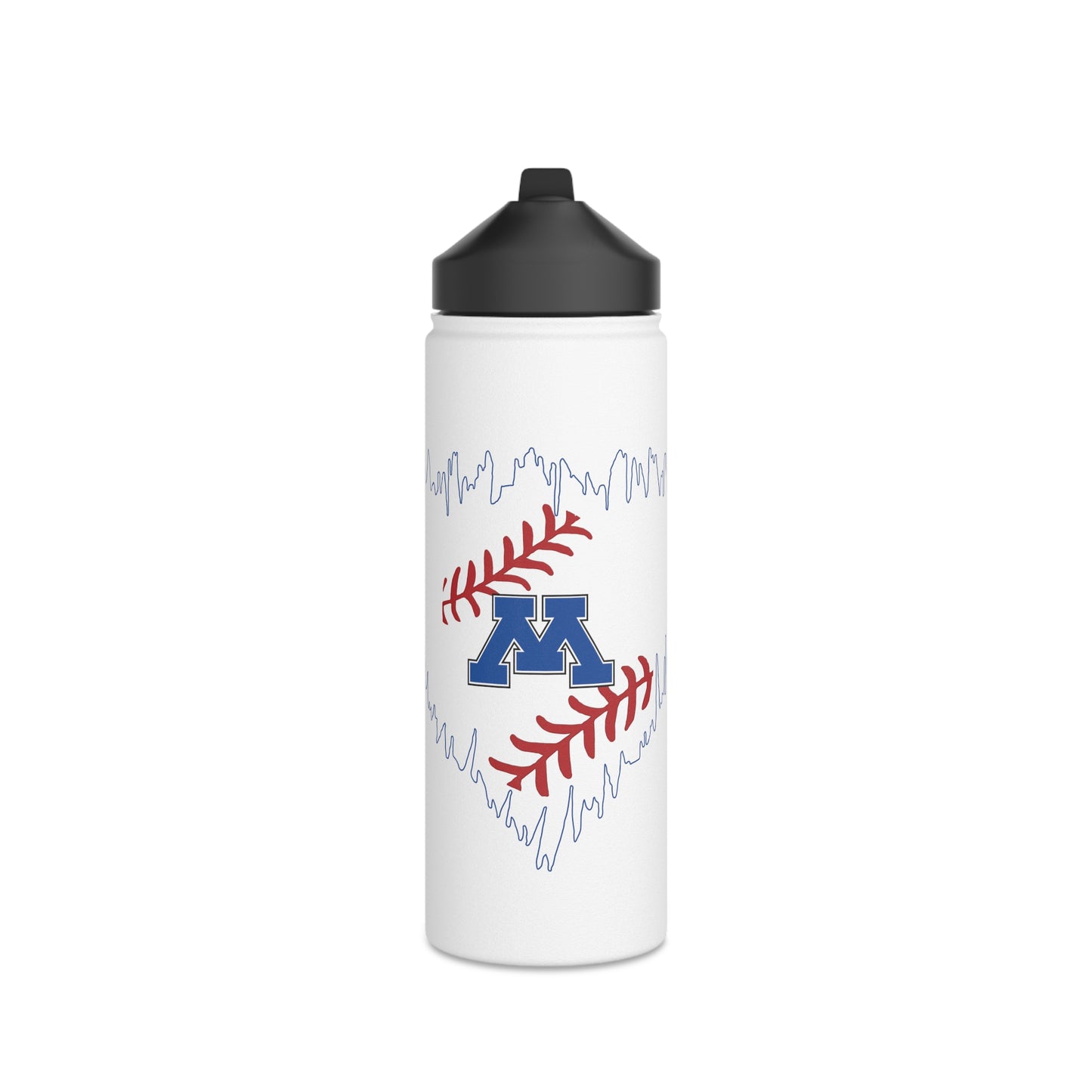 White Stainless Steel Tonka Baseball Plate Logo Water Bottle