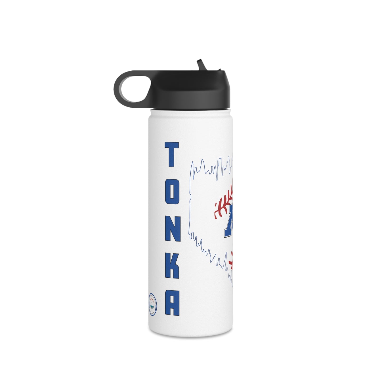 White Stainless Steel Tonka Baseball Plate Logo Water Bottle