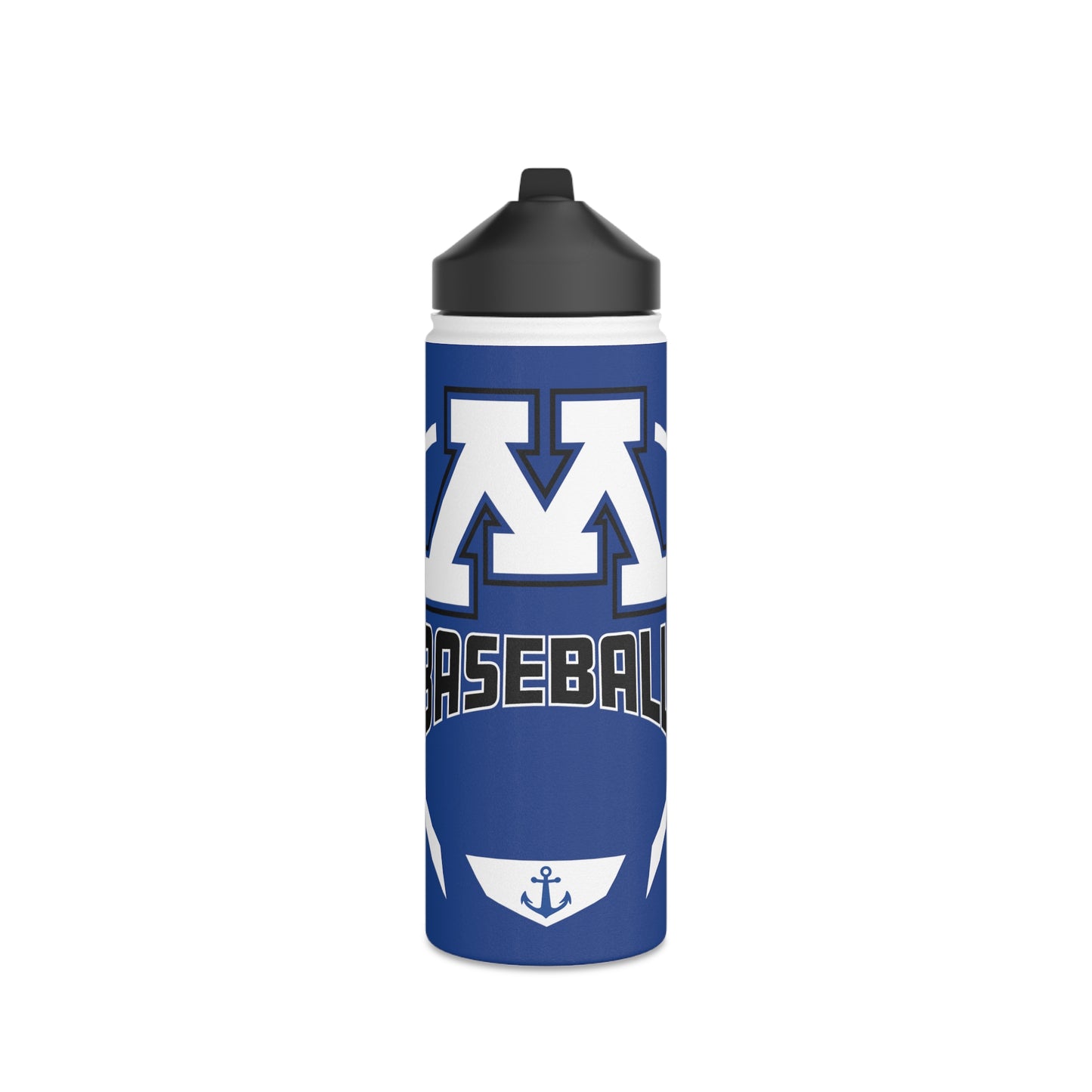 Blue Stainless Steel Minnetonka M Baseball Water Bottle