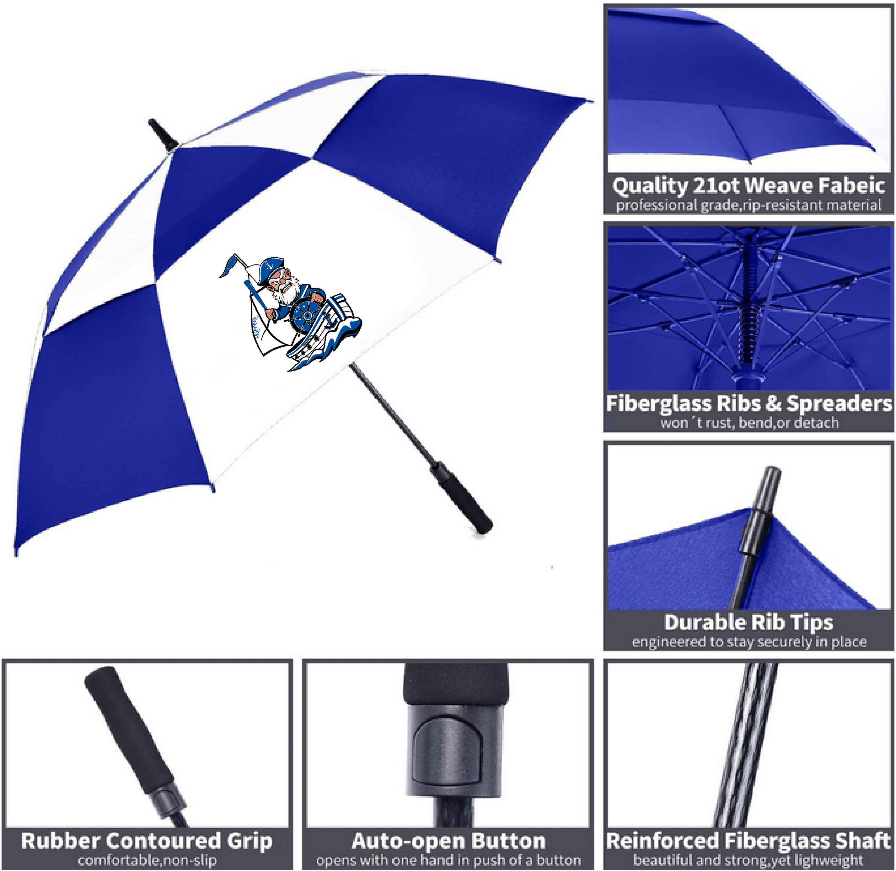 Baseball 62" Vented Canopy Umbrella