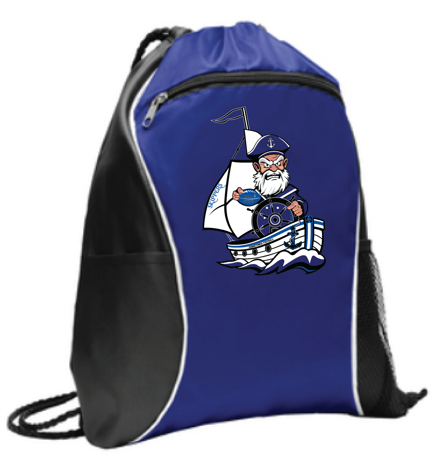 Football Drawstring Bag With Side Pockets