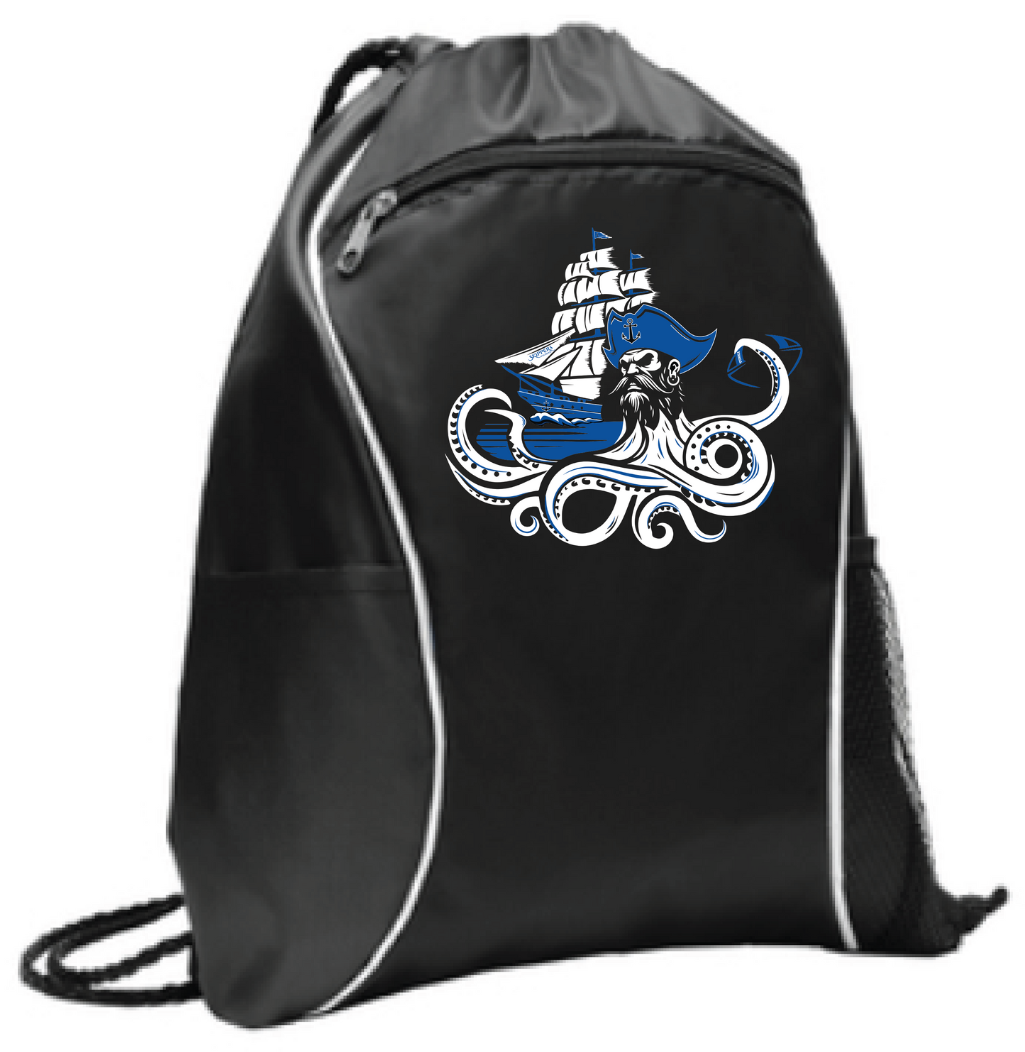 Football Drawstring Bag With Side Pockets