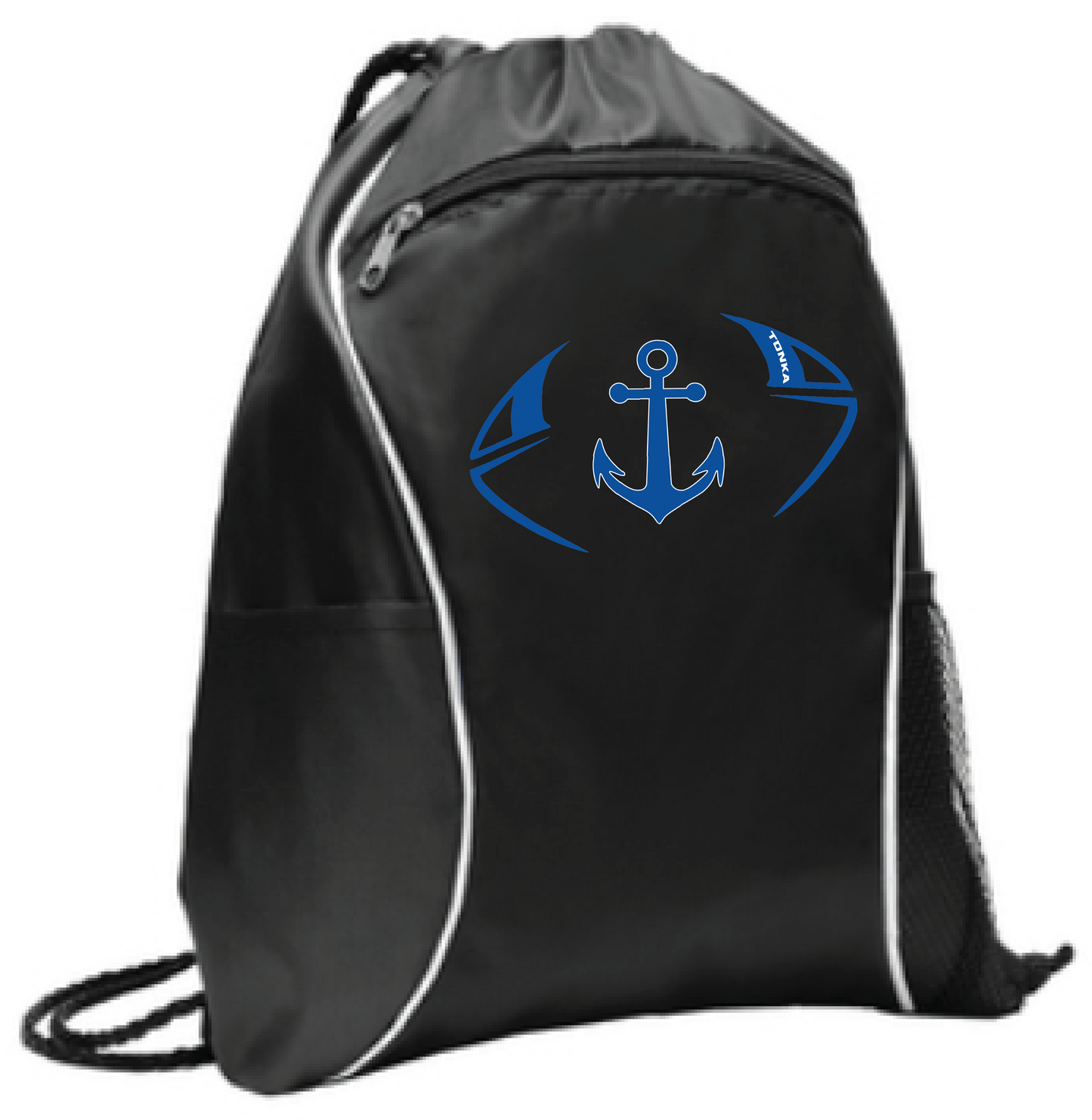Football Drawstring Bag With Side Pockets