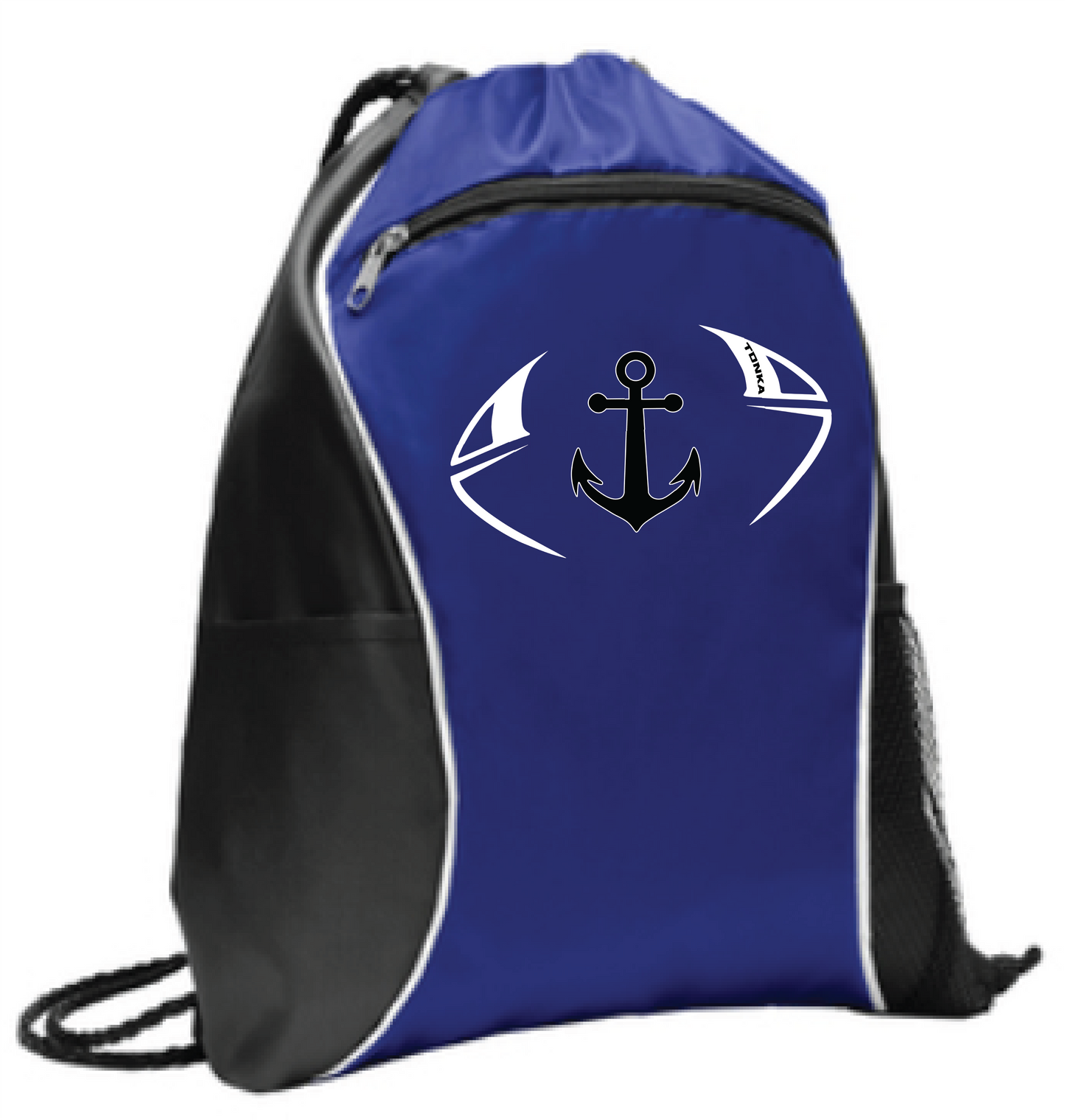 Football Drawstring Bag With Side Pockets
