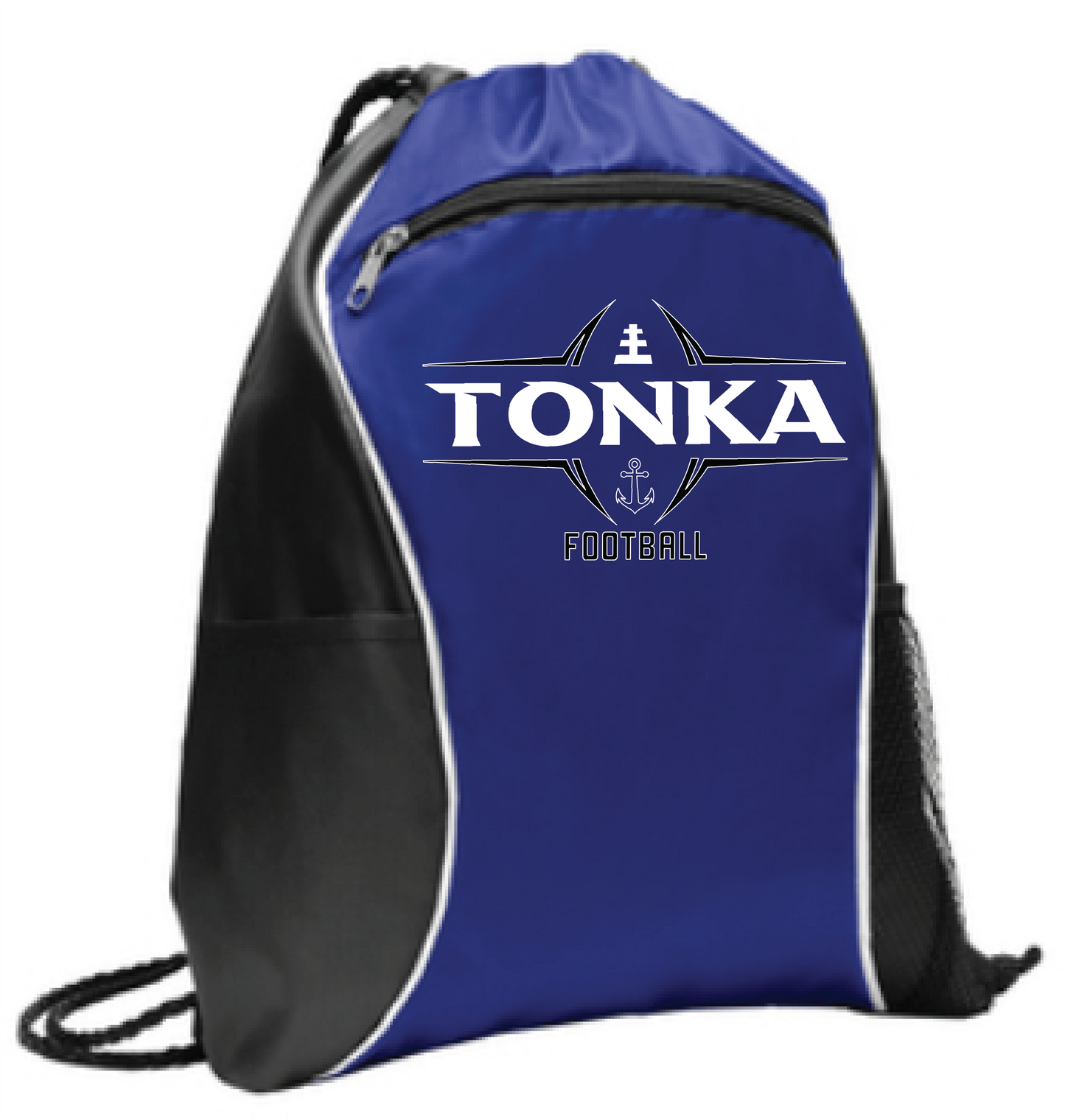 Football Drawstring Bag With Side Pockets