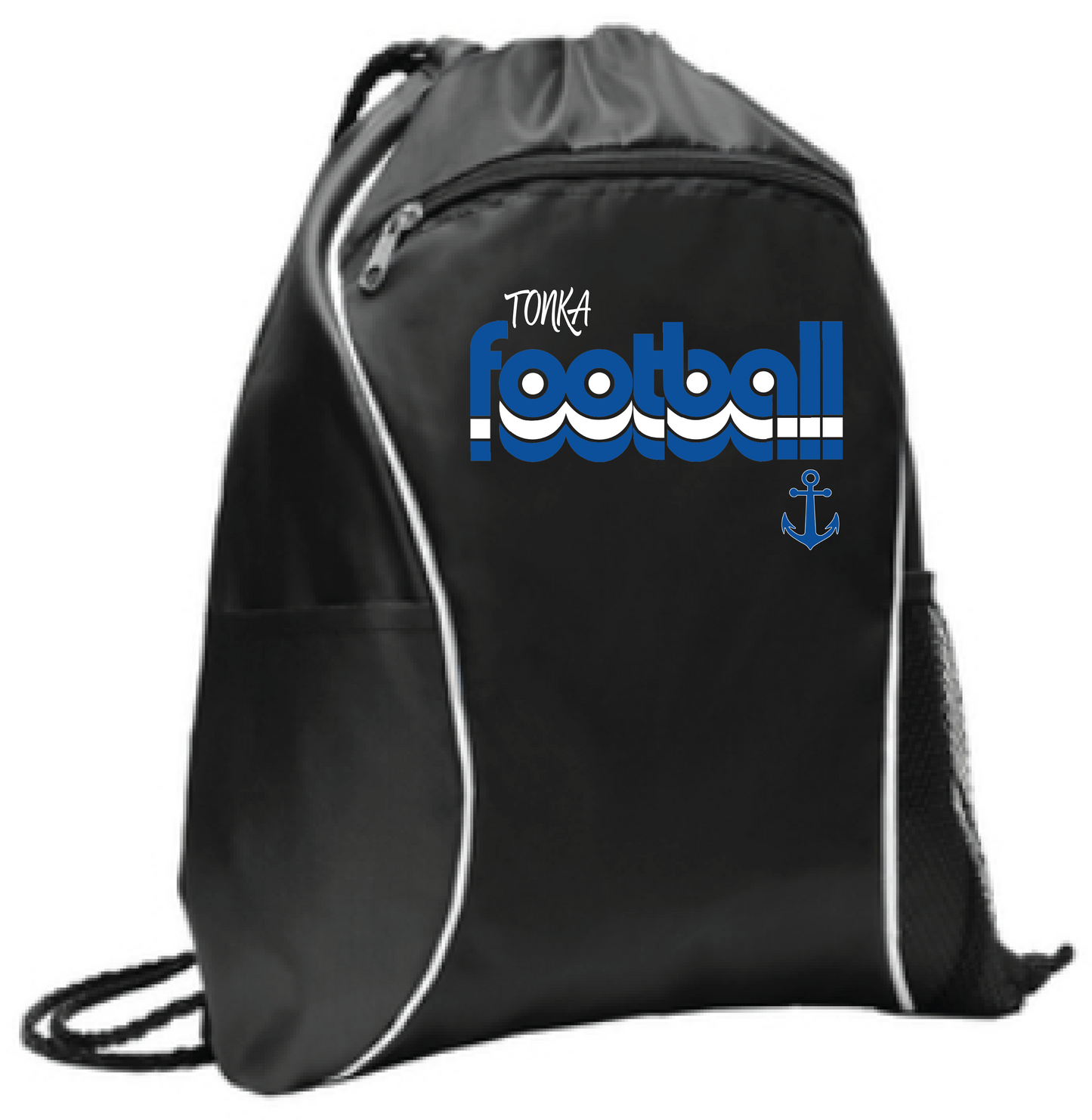 Football Drawstring Bag With Side Pockets