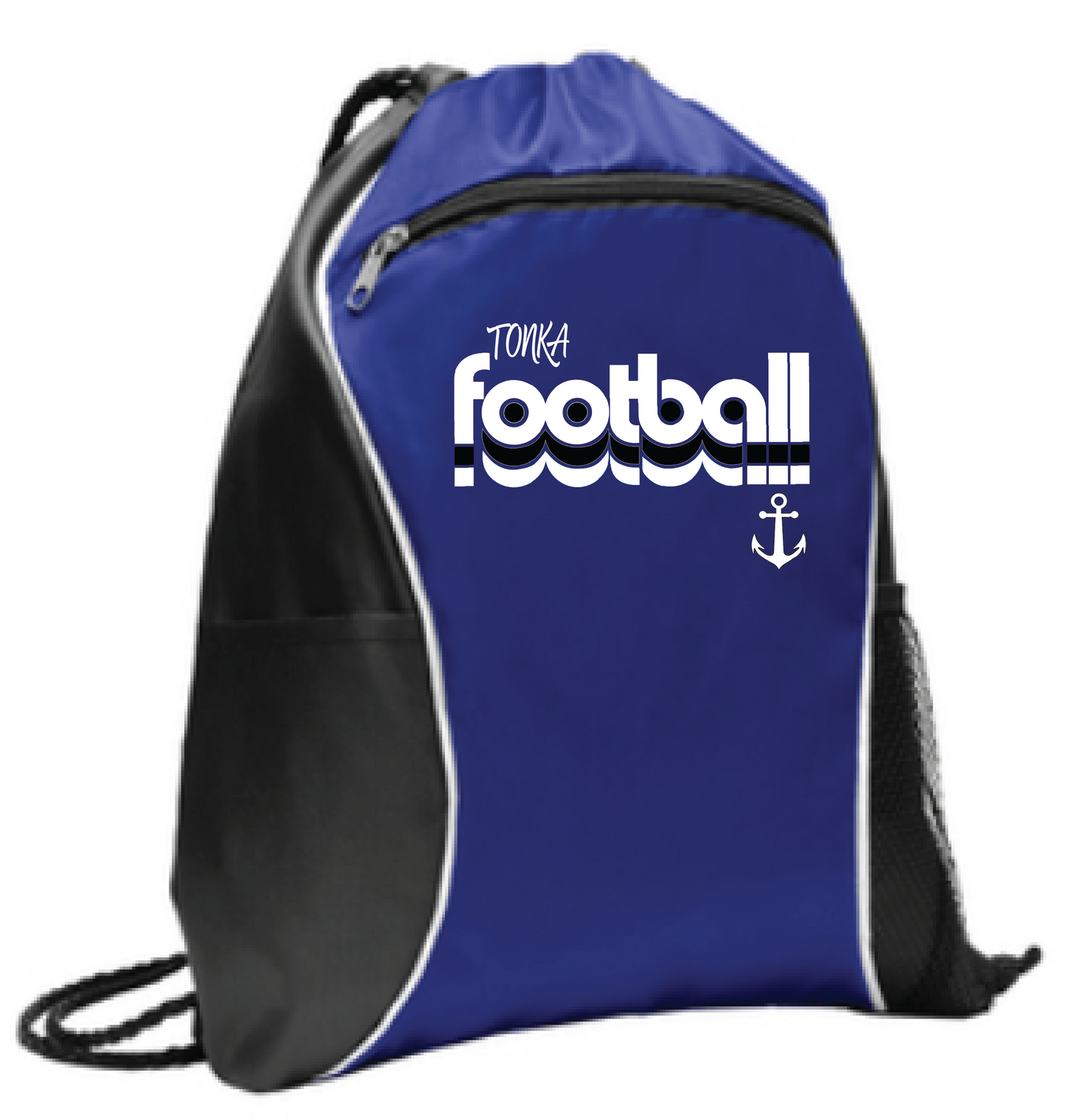 Football Drawstring Bag With Side Pockets