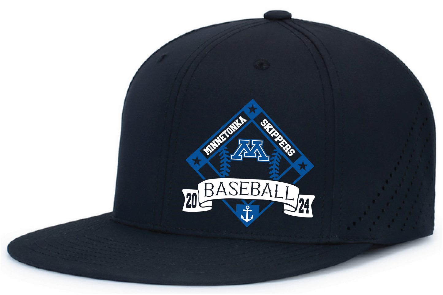 Baseball Perforated FlexFit Fitted Flat Bill Hat