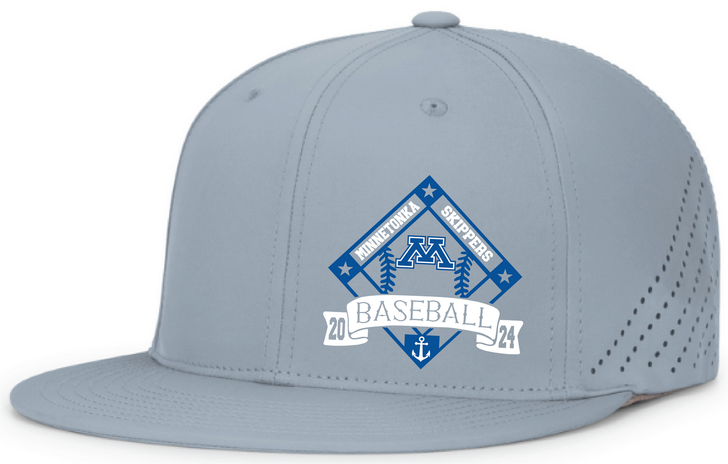 Baseball Perforated FlexFit Fitted Flat Bill Hat