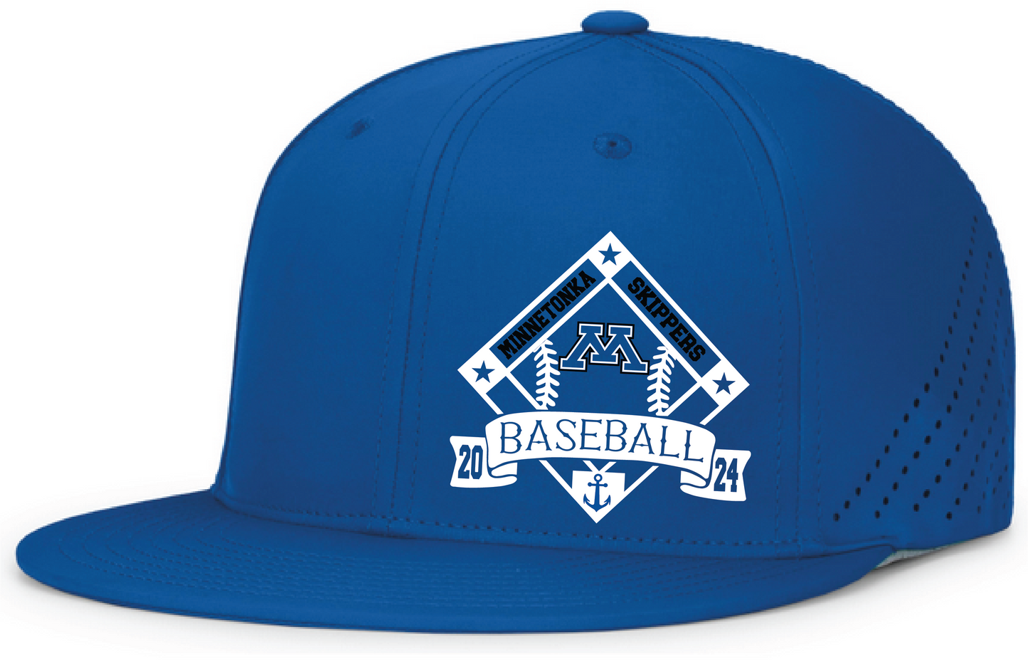 Baseball Perforated FlexFit Fitted Flat Bill Hat