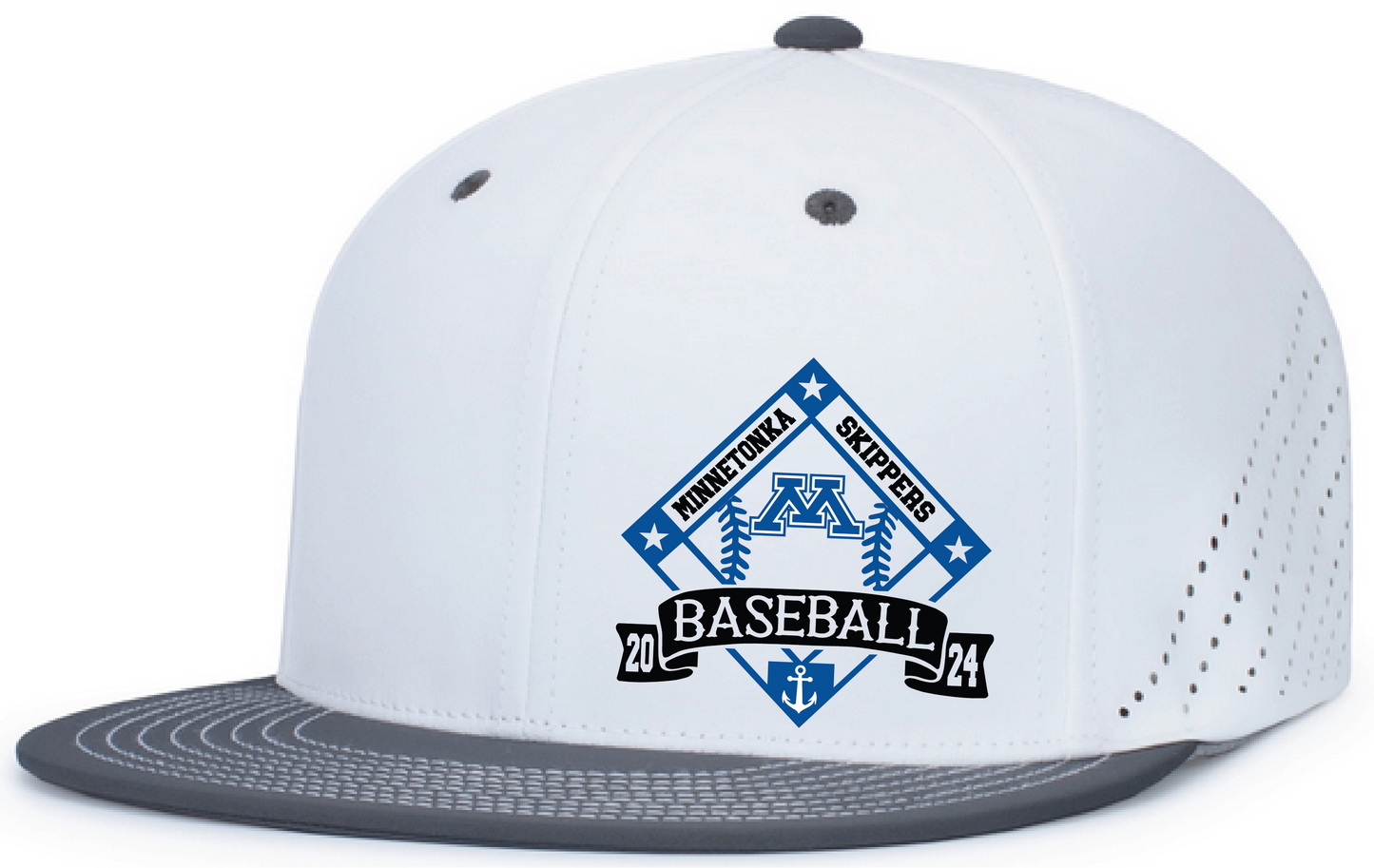 Baseball Perforated FlexFit Fitted Flat Bill Hat