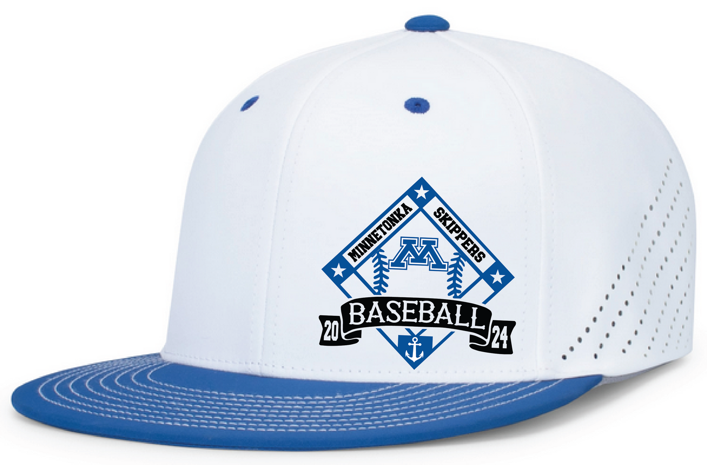 Baseball Perforated FlexFit Fitted Flat Bill Hat