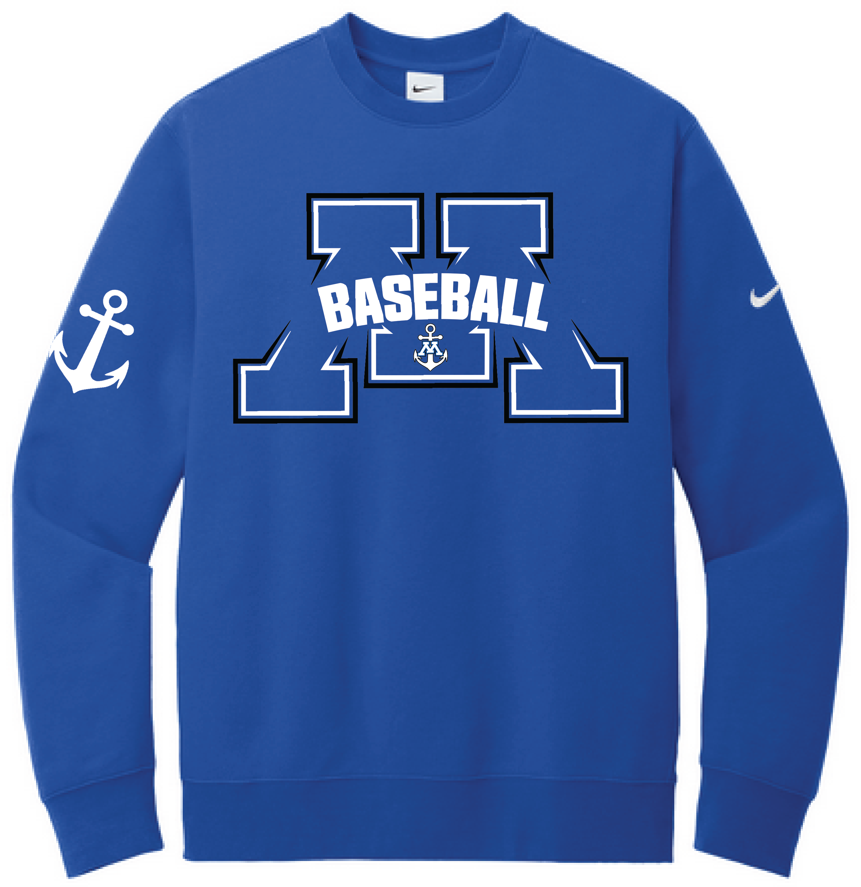 Baseball Men's Nike Club Fleece Sleeve Swoosh Crew