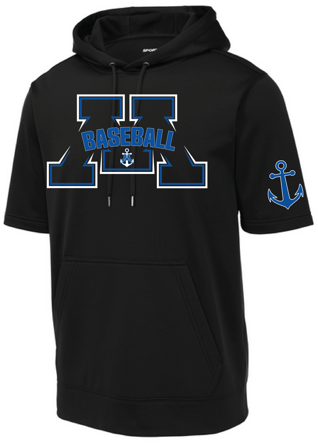 Baseball Men's Short Sleeve Hooded Pullover