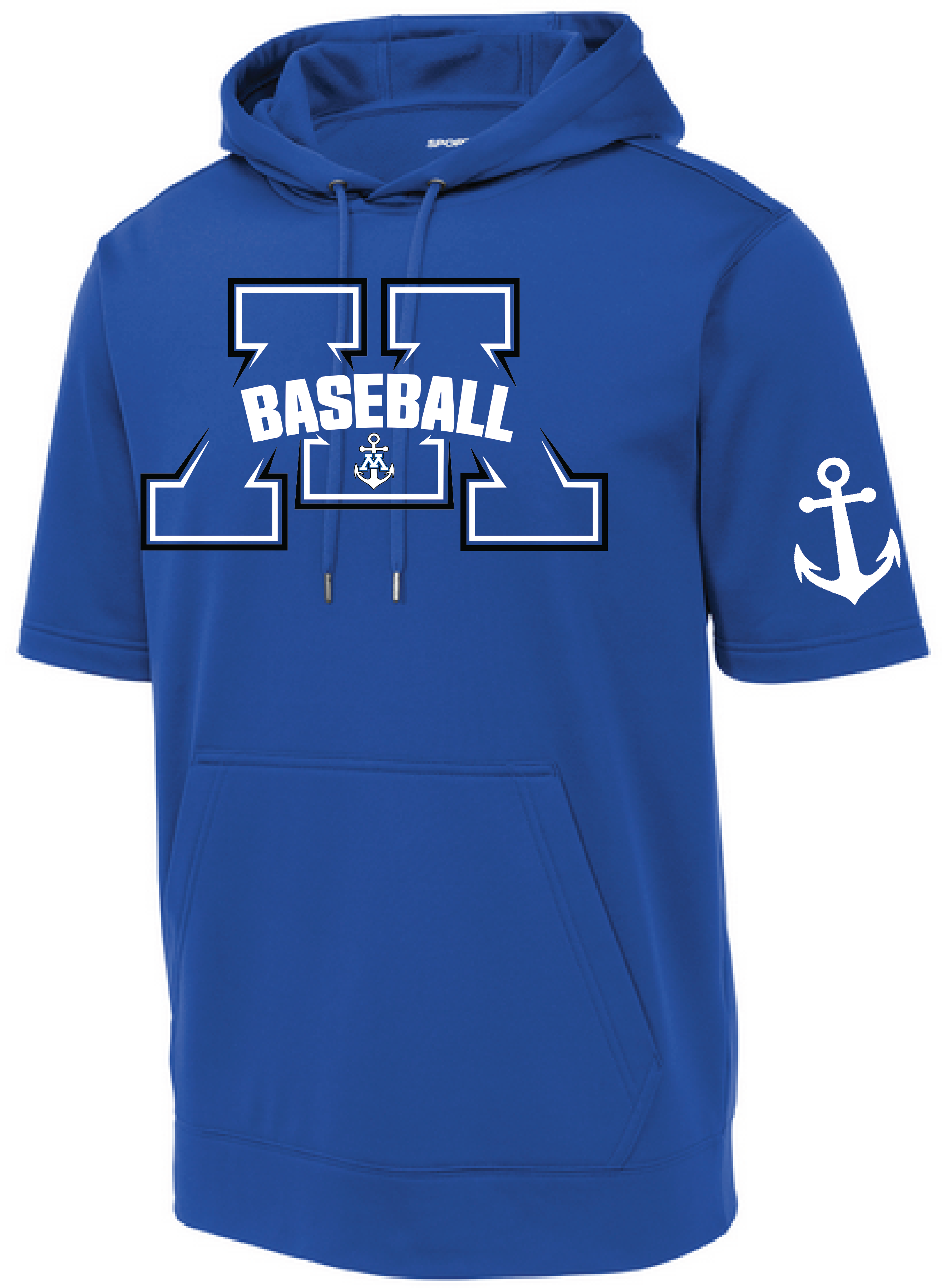 Baseball Men's Short Sleeve Hooded Pullover