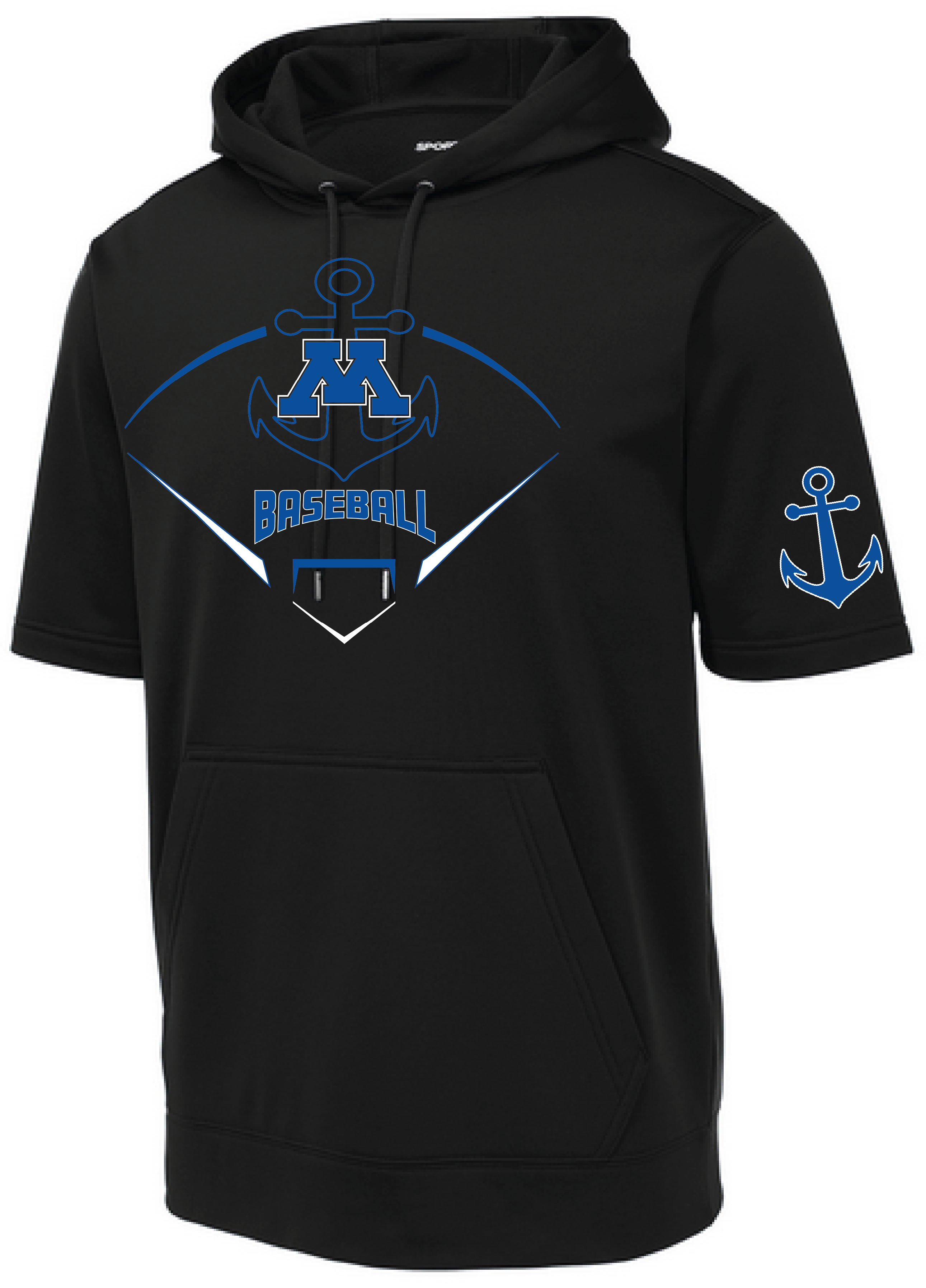 Baseball Men's Short Sleeve Hooded Pullover