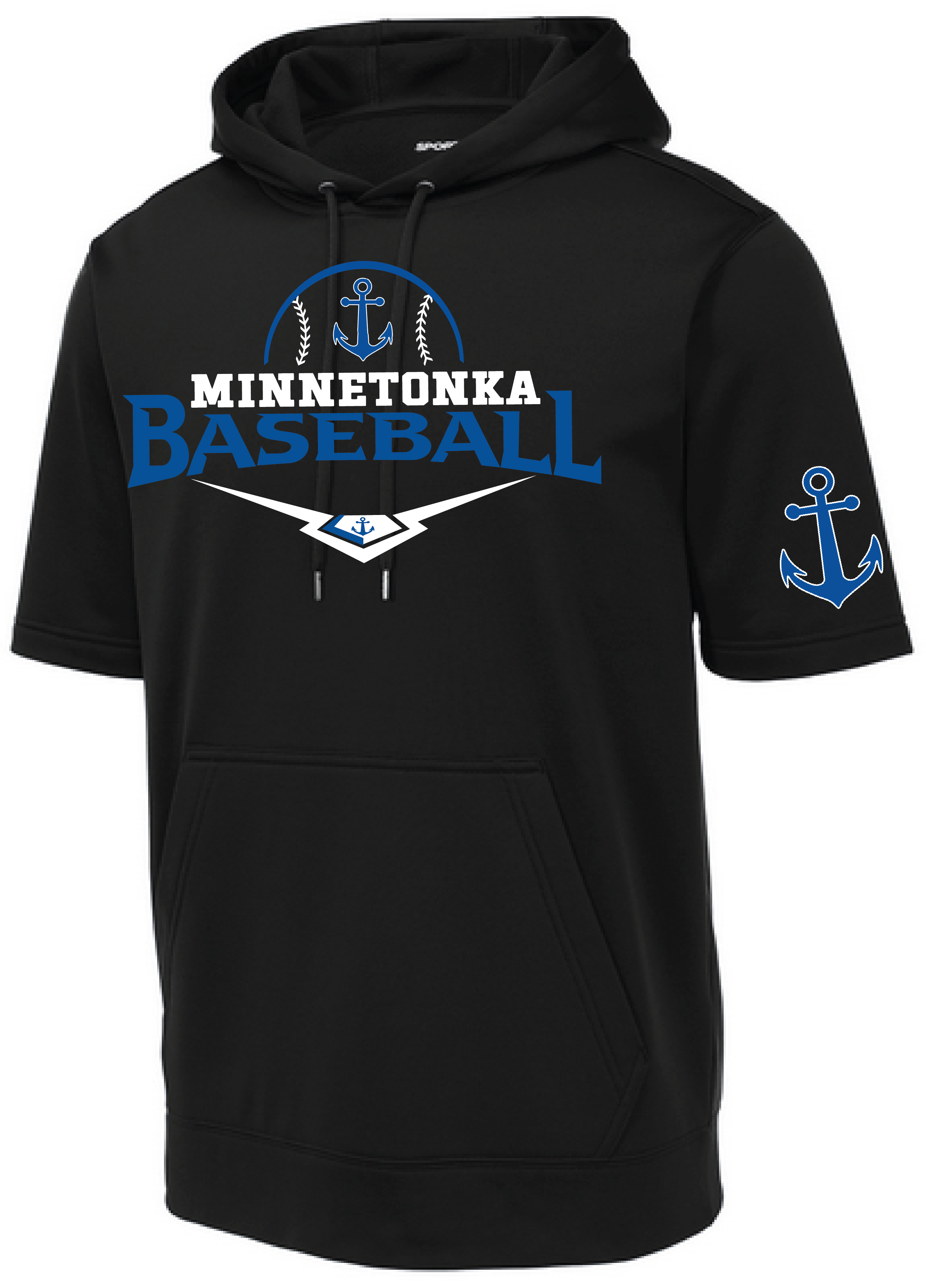 Baseball Men's Short Sleeve Hooded Pullover