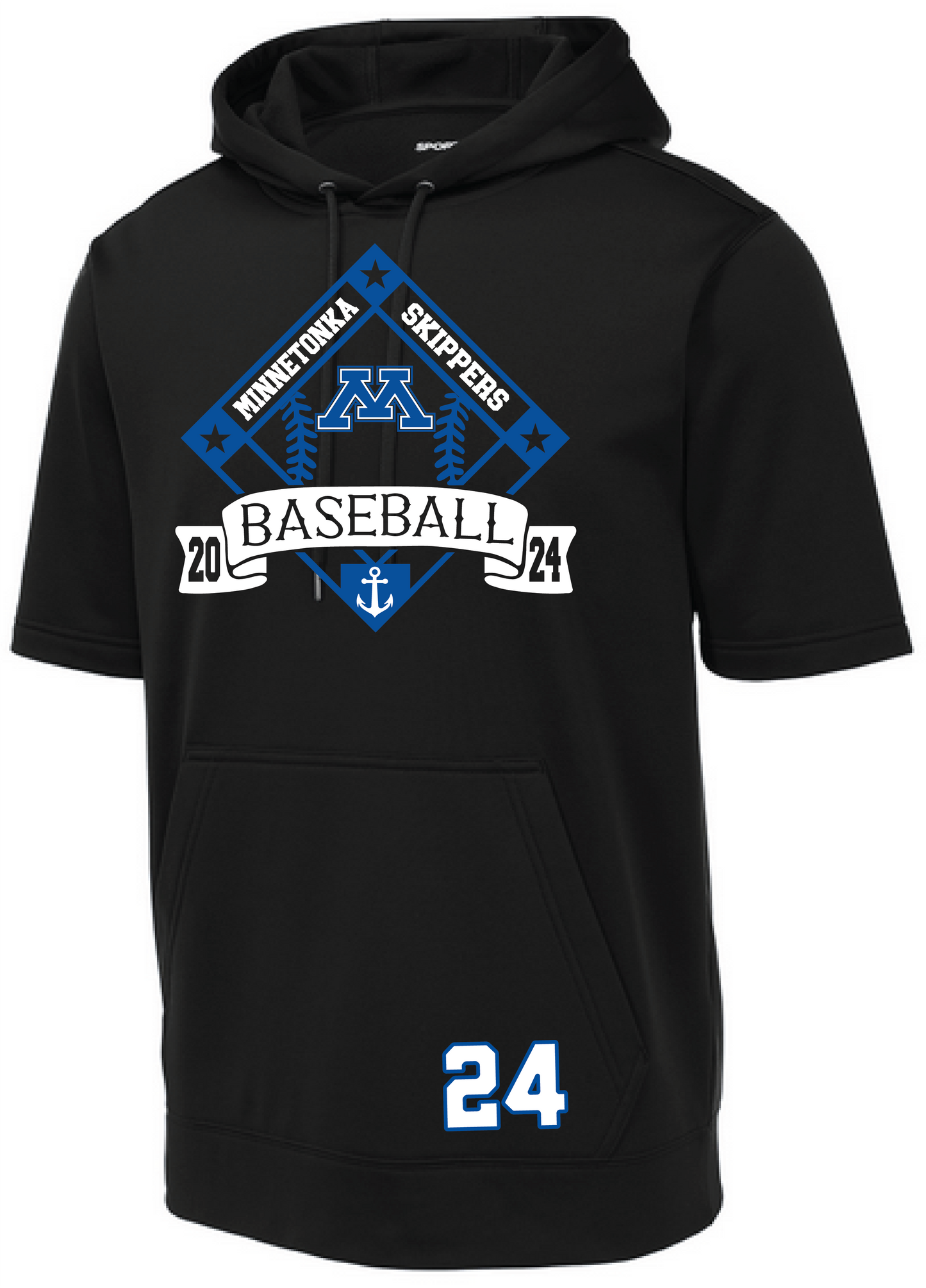 Baseball Men's Short Sleeve Hooded Pullover