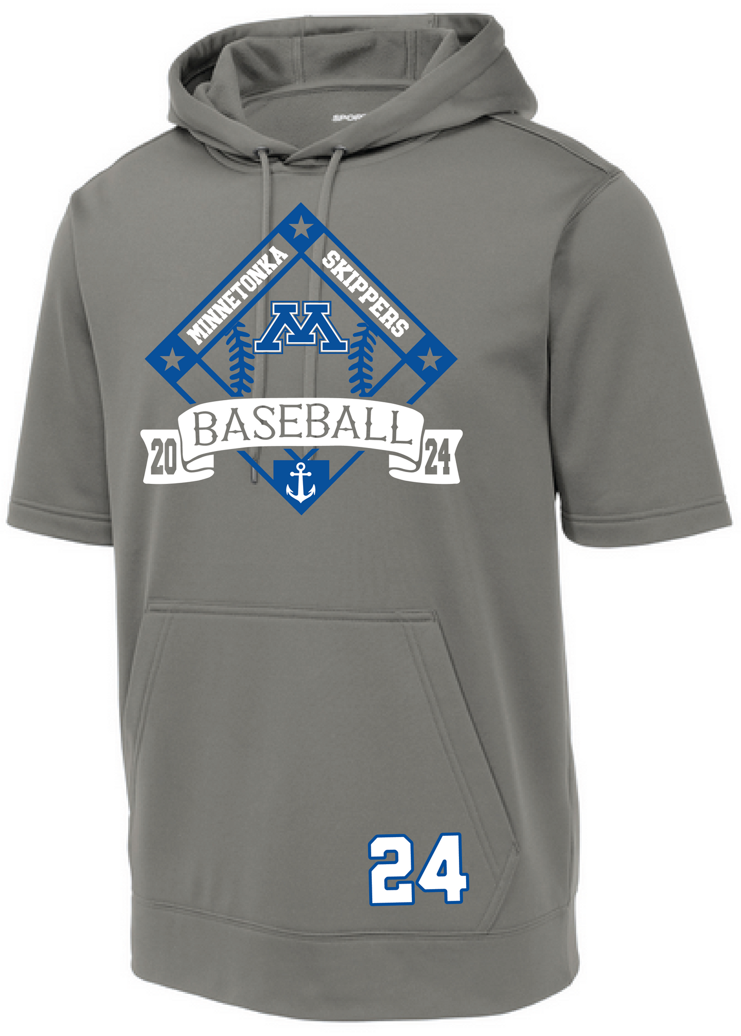 Baseball Men's Short Sleeve Hooded Pullover