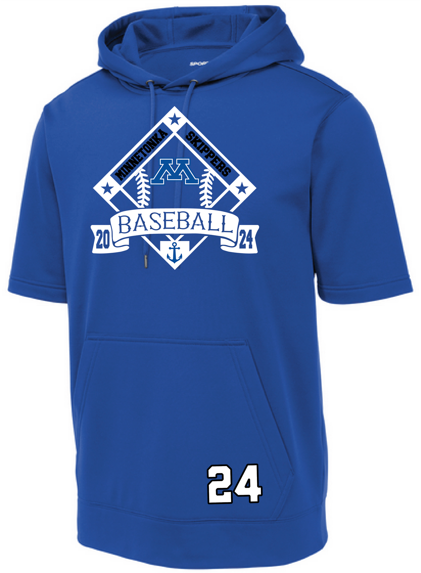 Baseball Men's Short Sleeve Hooded Pullover