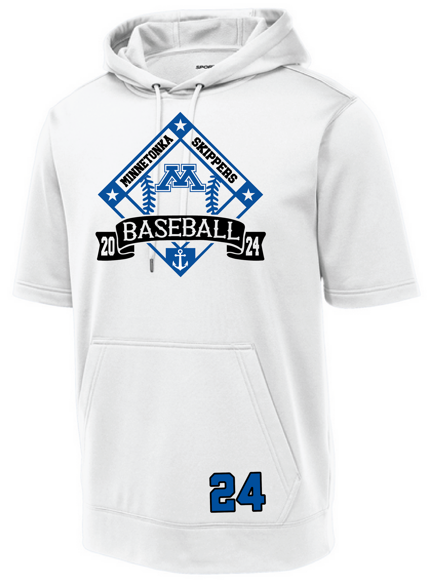 Baseball Men's Short Sleeve Hooded Pullover