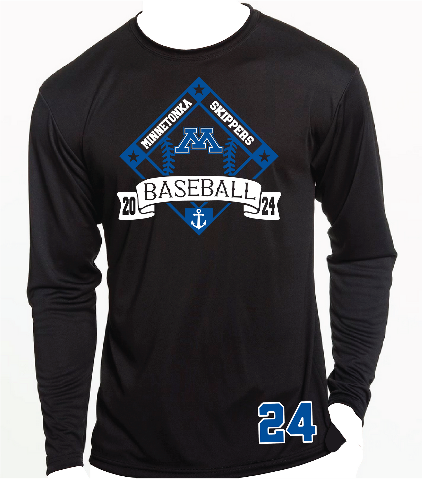 Baseball Men's Solid Color Performance Long Sleeve Tee