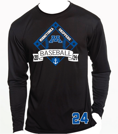 Baseball Men's Solid Color Performance Long Sleeve Tee