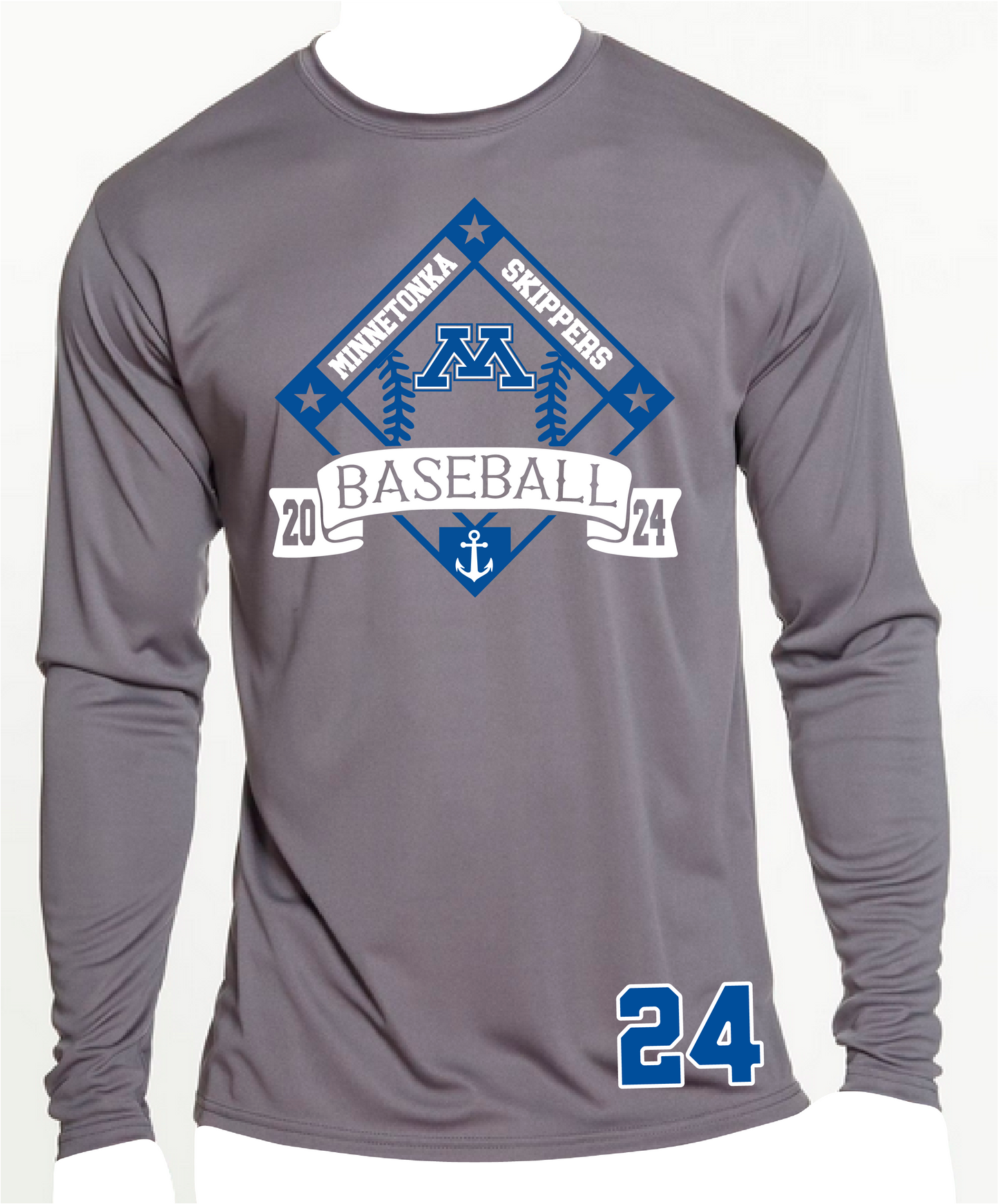 Baseball Men's Solid Color Performance Long Sleeve Tee