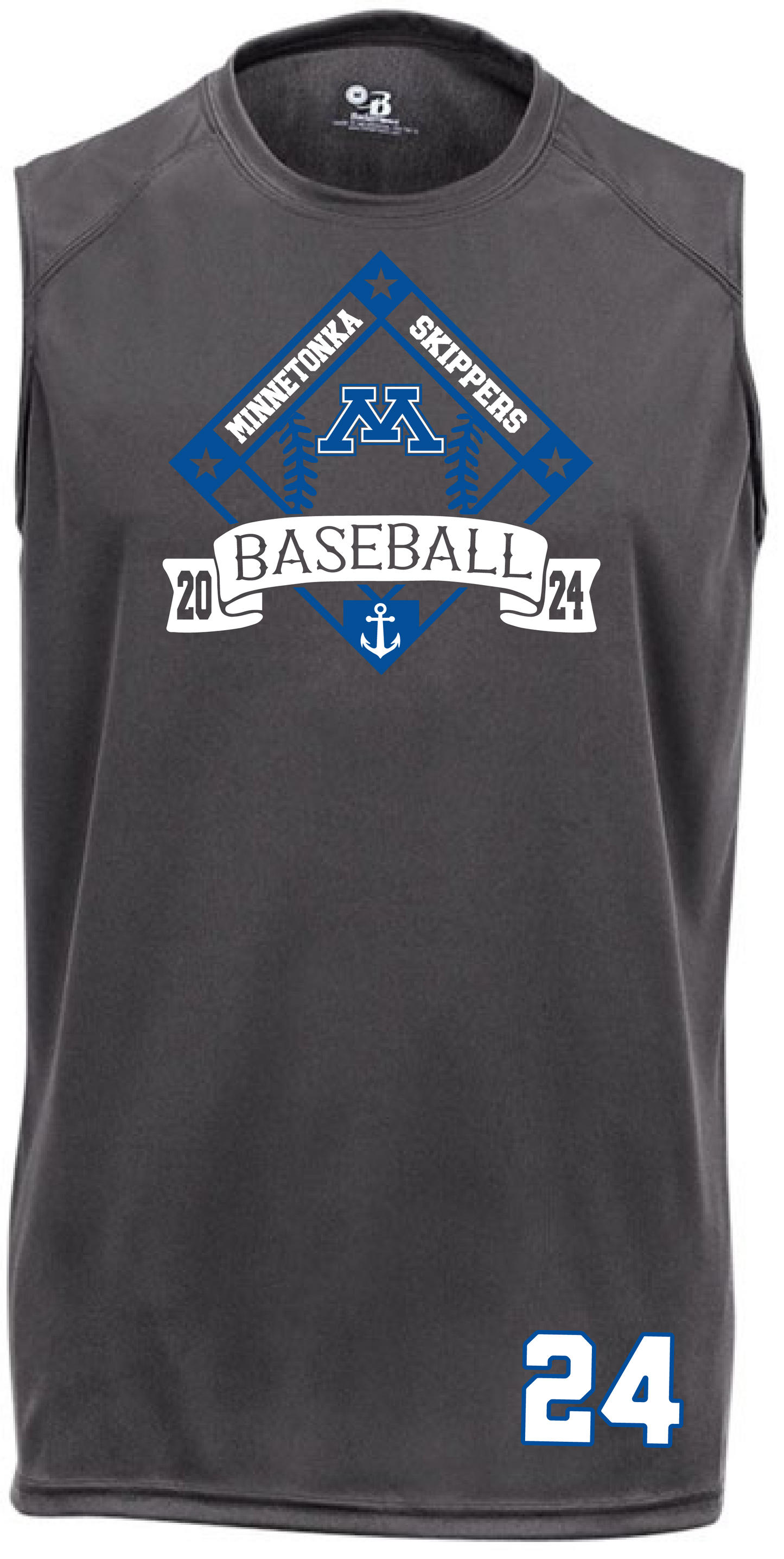 Baseball Youth Solid Color Sleeveless Performance Tee