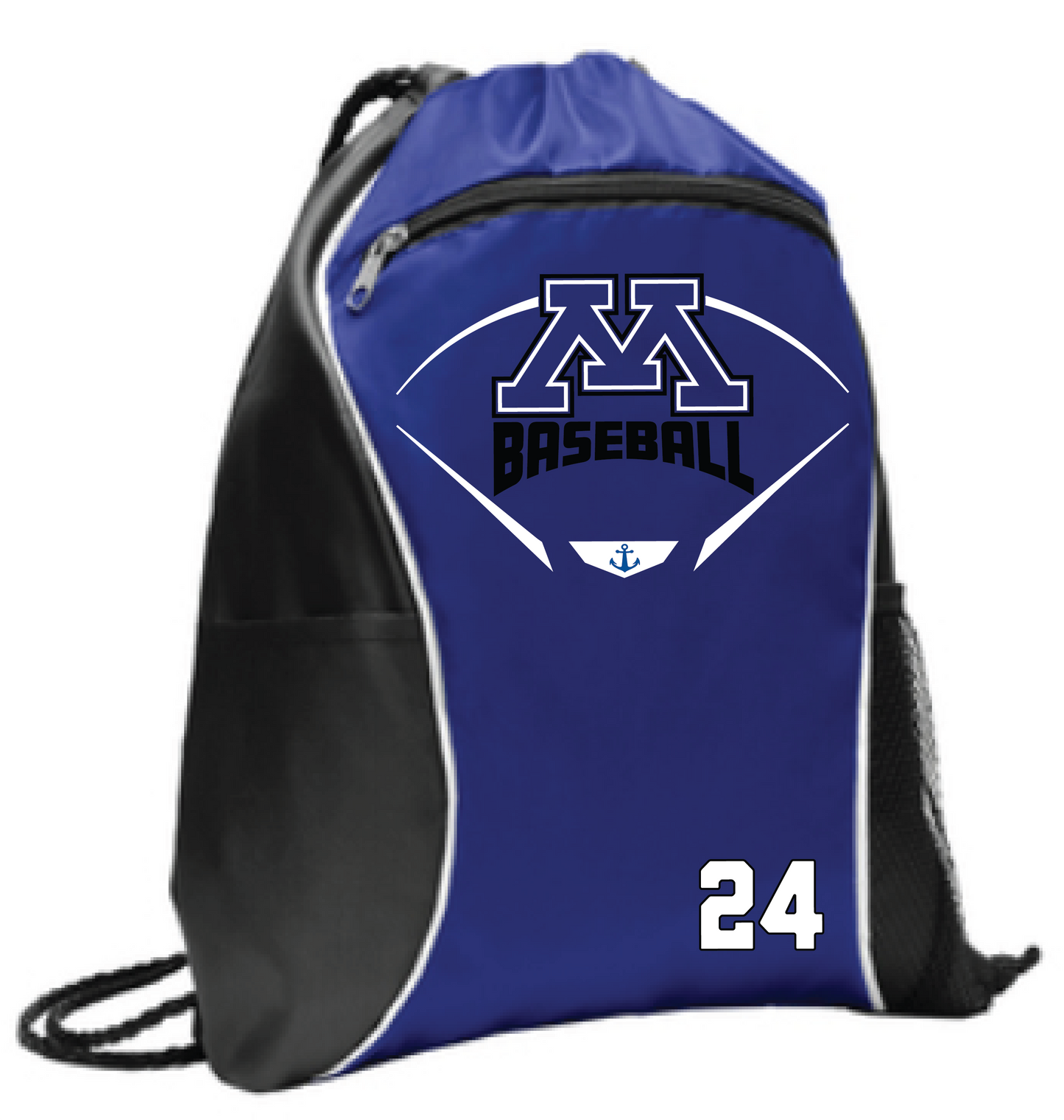 Baseball Drawstring Bag With Side Pockets