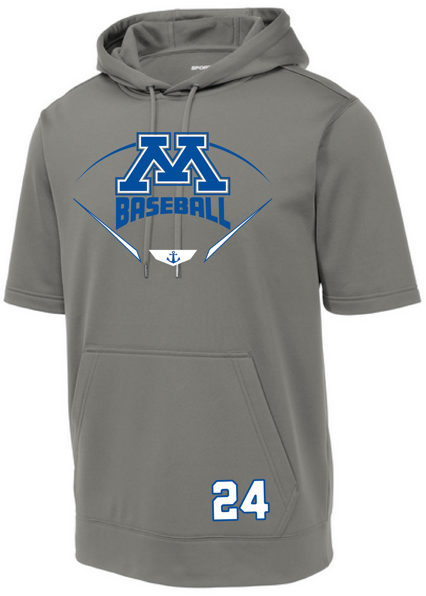 Baseball Men's Short Sleeve Hooded Pullover