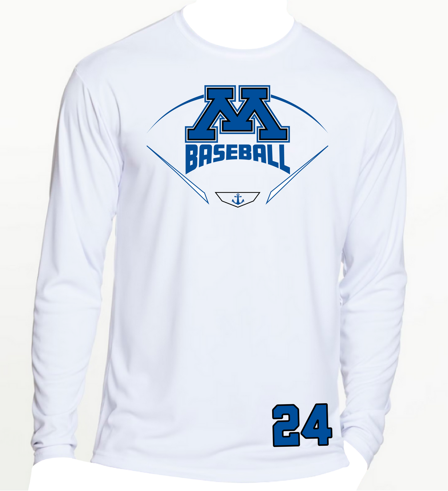 Baseball Youth Solid Color Performance Long Sleeve Tee