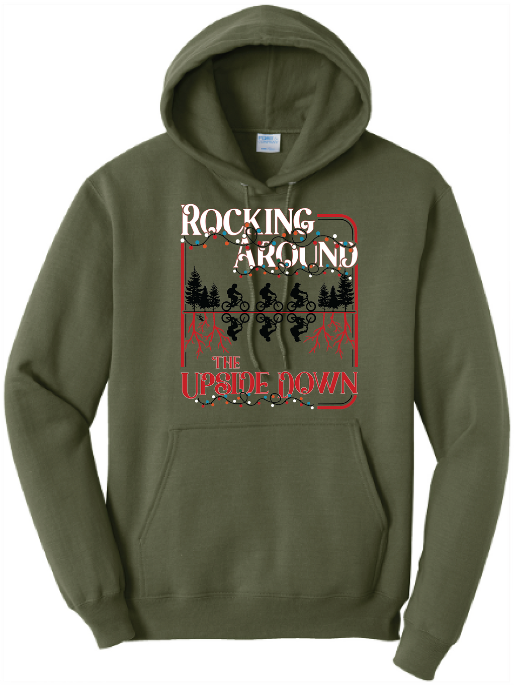 Unisex Rocking Around The Upside Down Core Fleece Hooded Sweatshirt