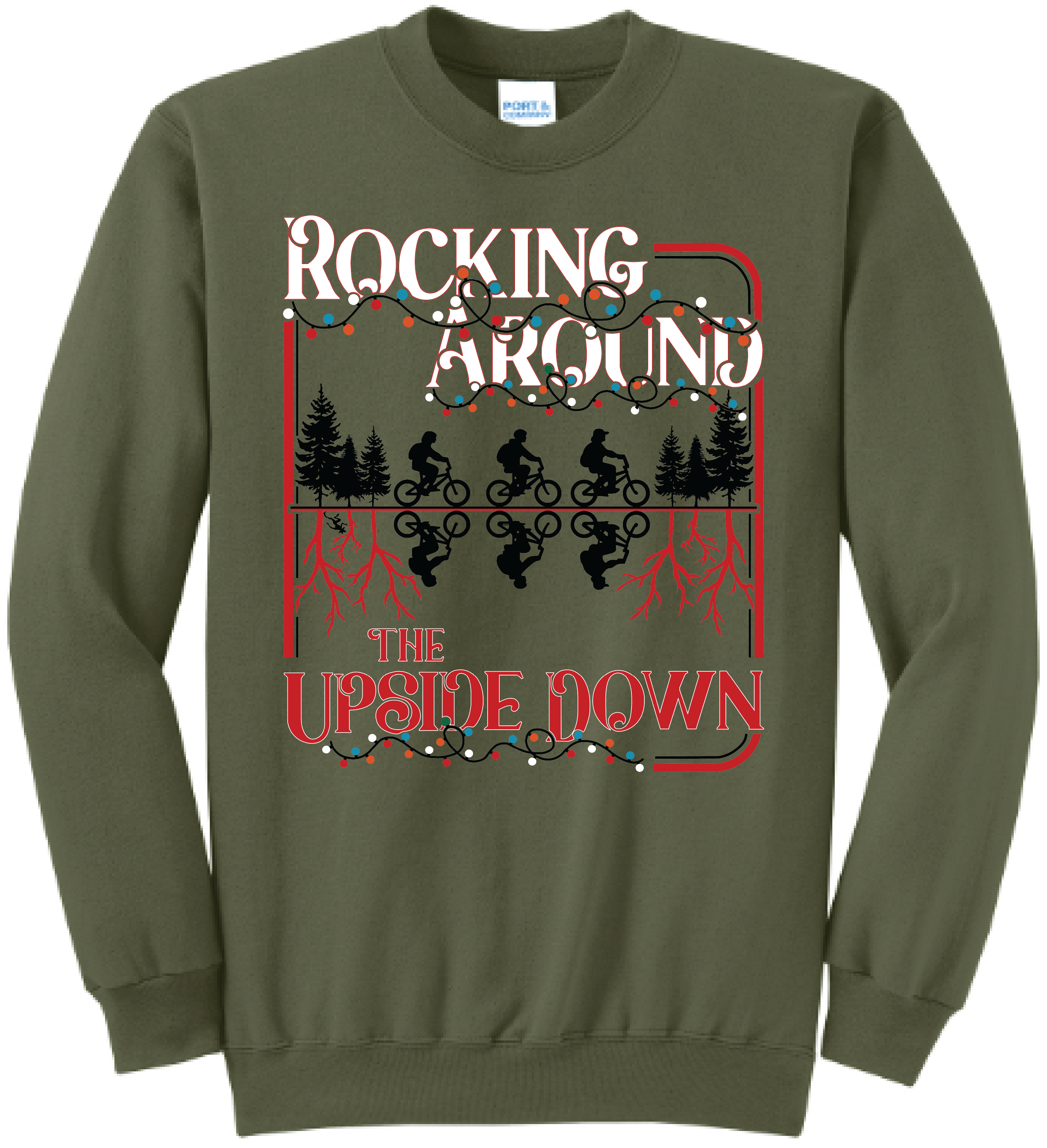 Unisex Rocking Around The Upside Down Core Fleece Crewneck Sweatshirt