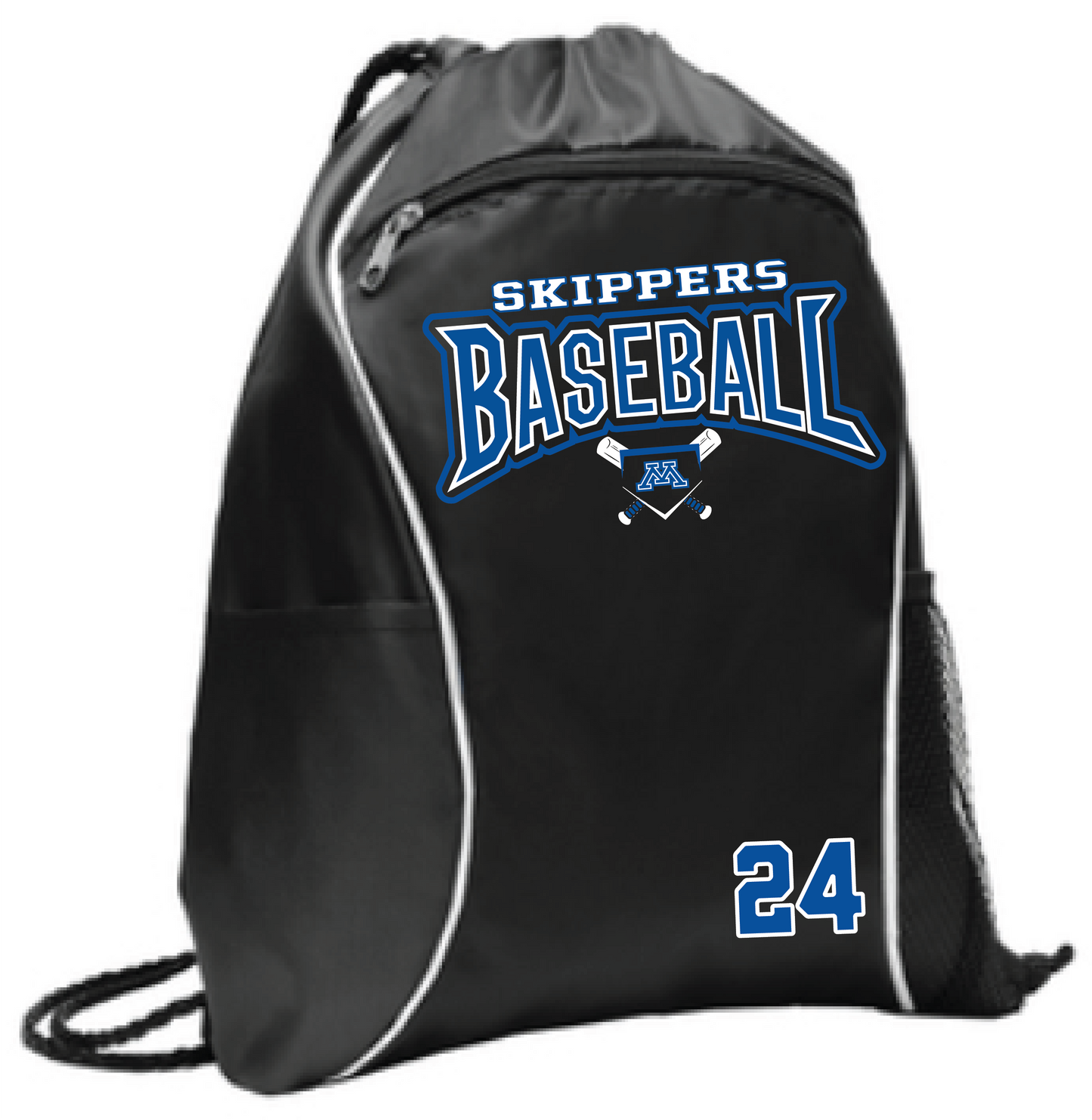 Baseball Drawstring Bag With Side Pockets