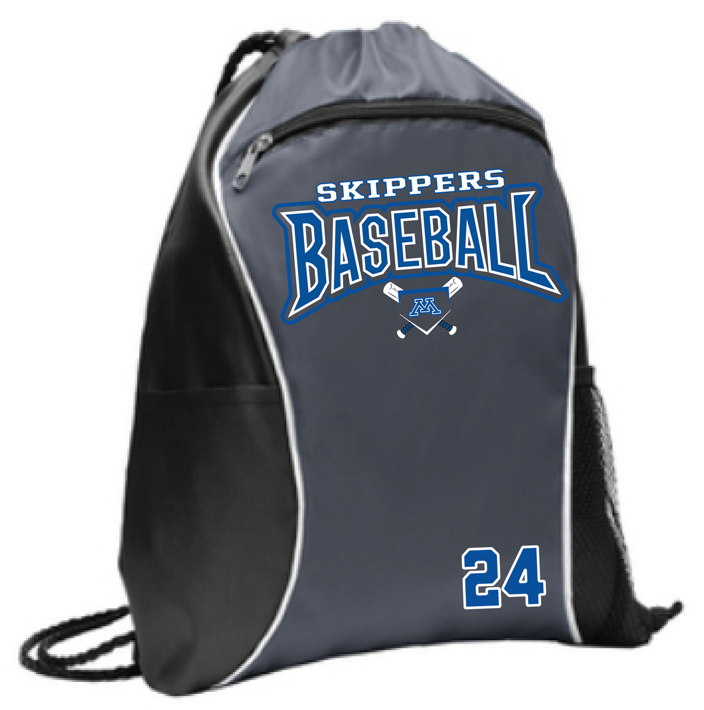 Baseball Drawstring Bag With Side Pockets